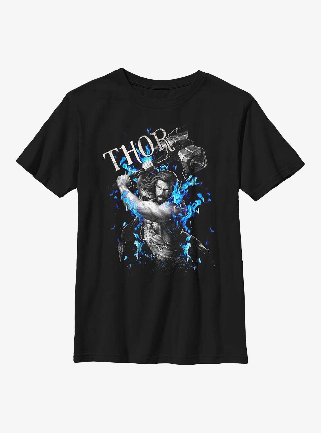 Marvel Thor: Love and Thunder Thunder Fire Youth T-Shirt, BLACK, hi-res