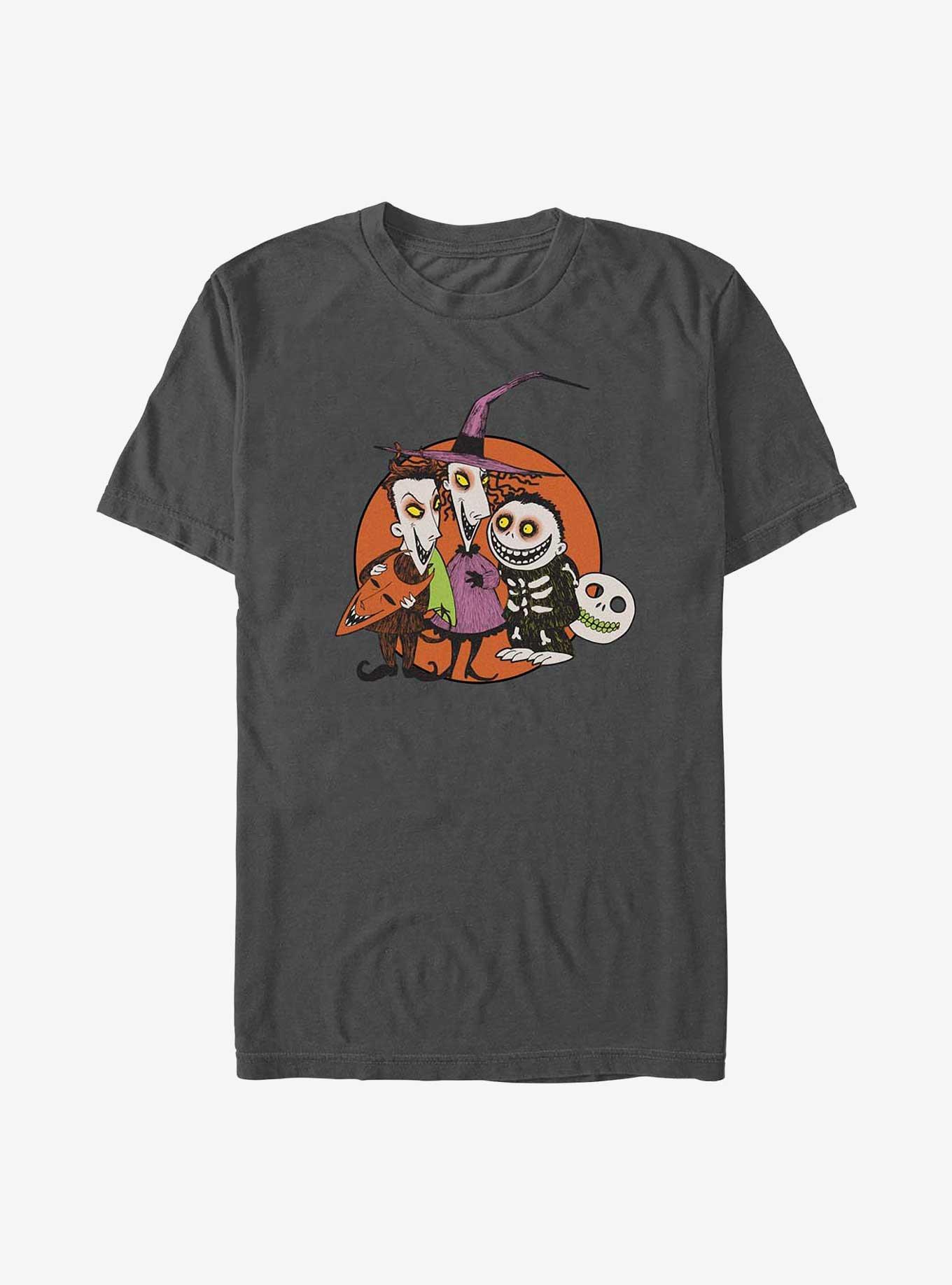 Disney The Nightmare Before Christmas Troublemakers Trio Shock, Lock, & Barrel T-Shirt, CHARCOAL, hi-res