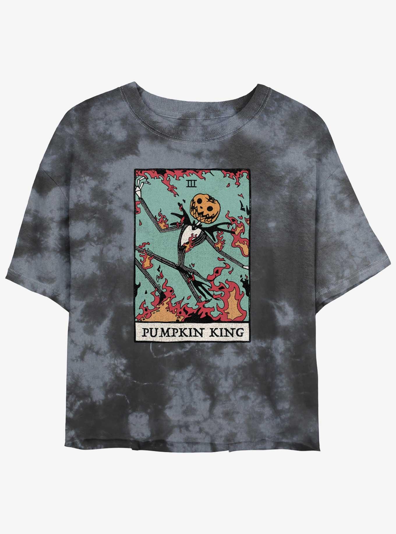 Disney The Nightmare Before Christmas Jack Pumpkin King Card Tie-Dye Girls Crop T-Shirt, BLKCHAR, hi-res