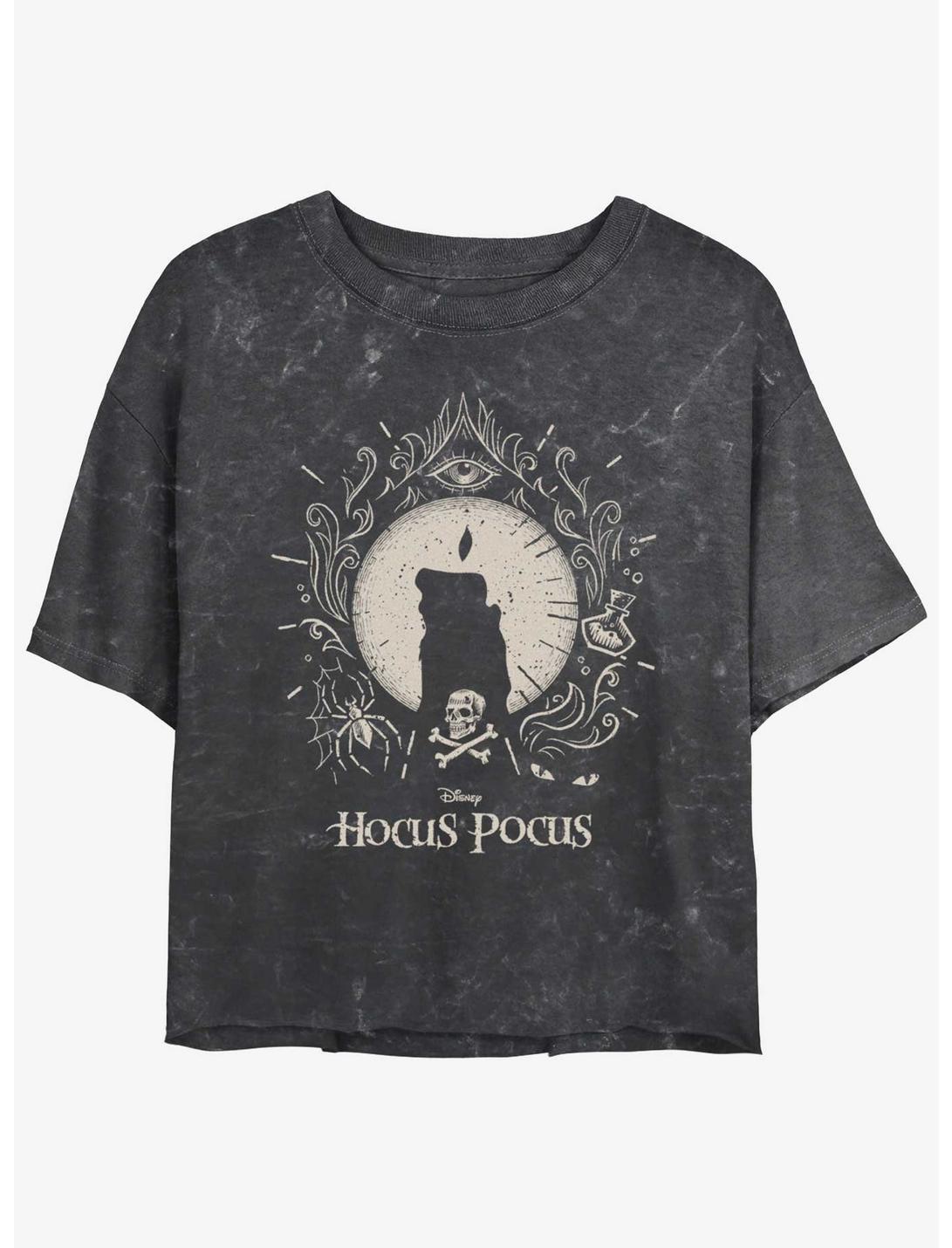 Disney Hocus Pocus Black Flame Mineral Wash Girls Crop T-Shirt, BLACK, hi-res