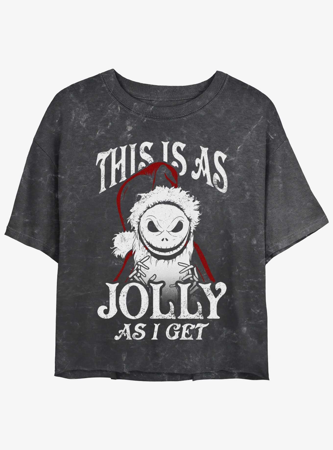 Disney The Nightmare Before Christmas Jolly Santa Jack Mineral Wash Girls Crop T-Shirt, , hi-res