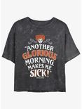 Disney Hocus Pocus Winnie Another Glorious Morning Mineral Wash Girls Crop T-Shirt, BLACK, hi-res