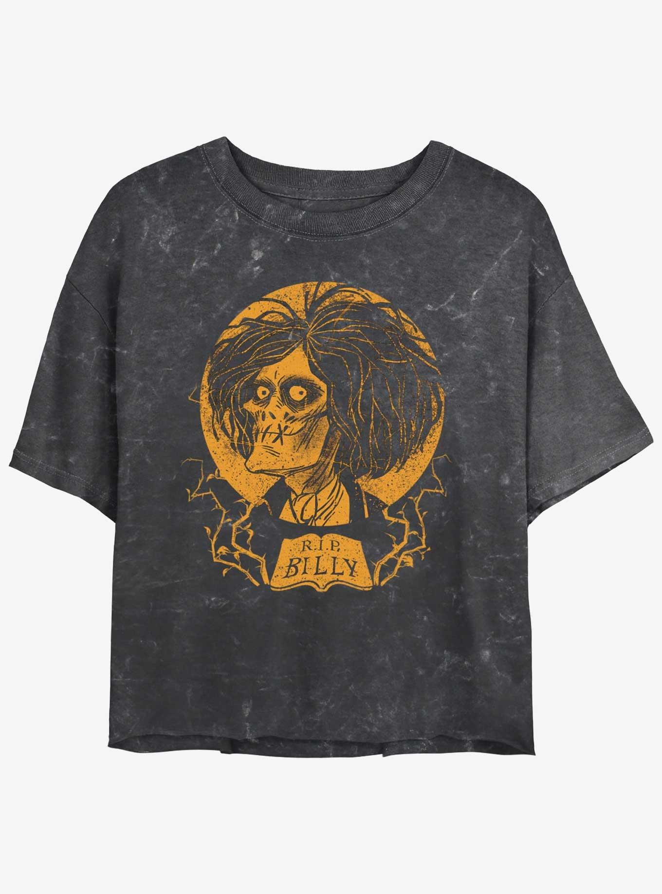 Disney Hocus Pocus RIP Billy Mineral Wash Girls Crop T-Shirt, BLACK, hi-res