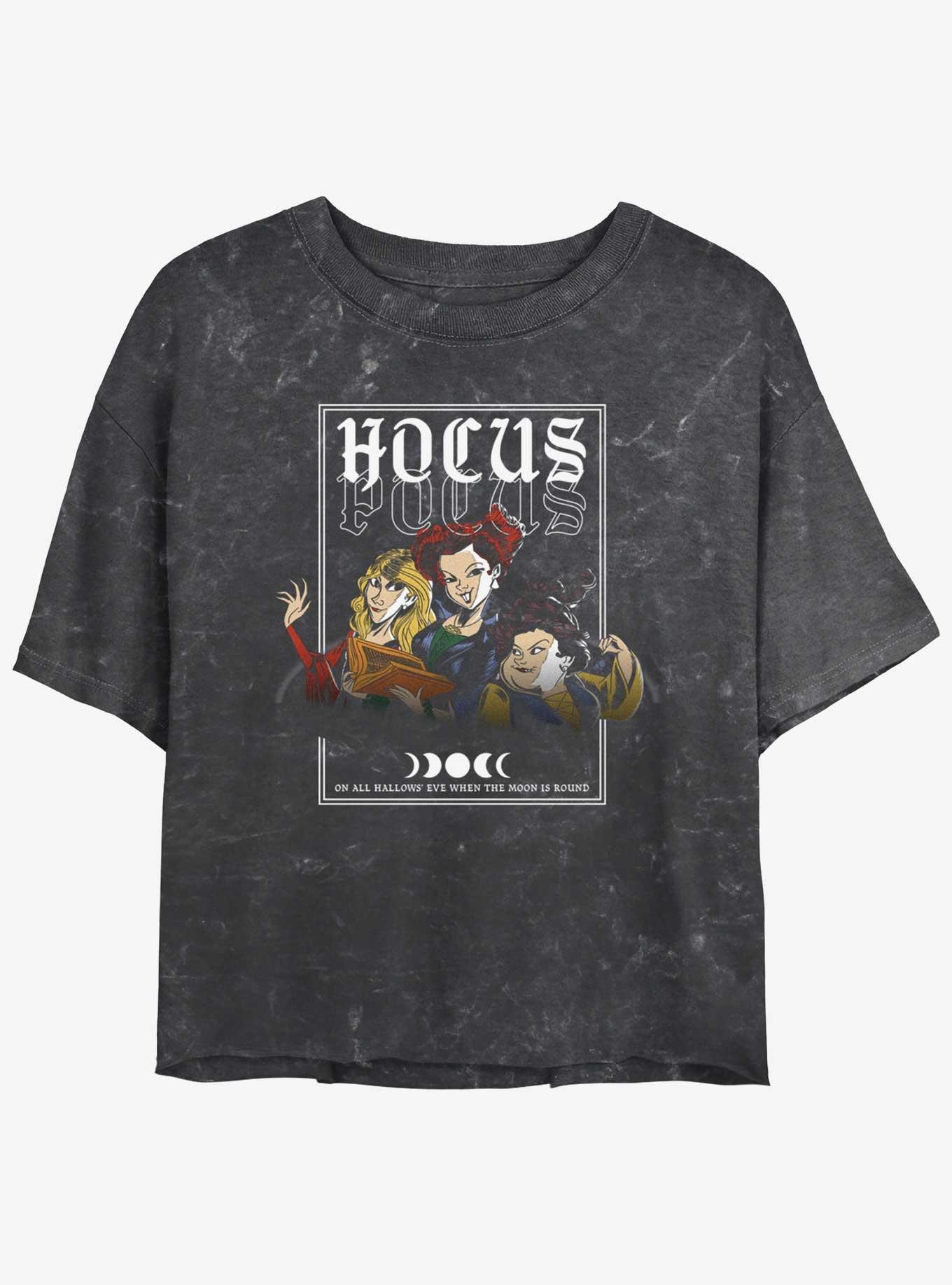 Disney Hocus Pocus The Sanderson Sisters Mineral Wash Girls Crop T-Shirt, BLACK, hi-res