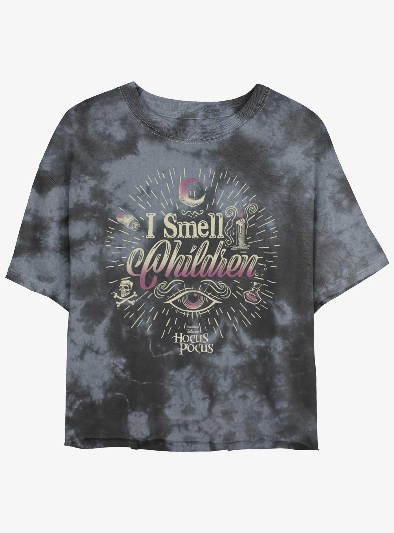 Disney Hocus Pocus I Smell Children Tie-Dye Girls Crop T-Shirt, BLKCHAR, hi-res