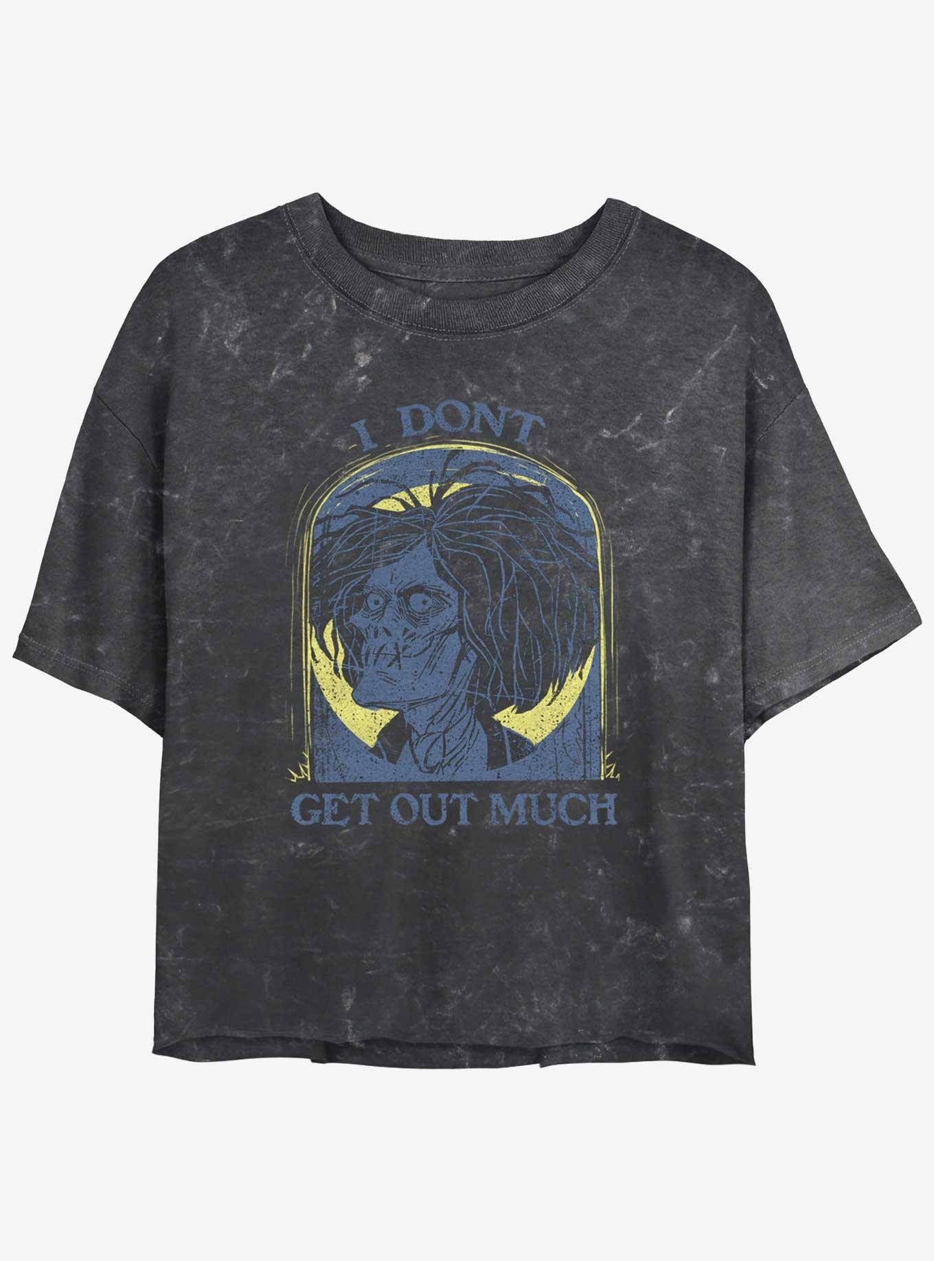 Disney Hocus Pocus Tombstone Billy Mineral Wash Girls Crop T-Shirt, BLACK, hi-res