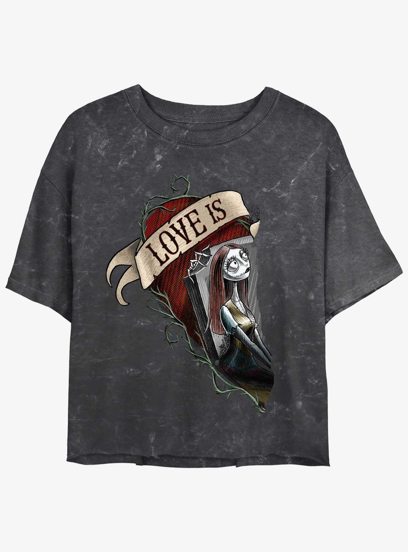 Disney The Nightmare Before Christmas Sally Loves Mineral Wash Girls Crop T-Shirt, , hi-res