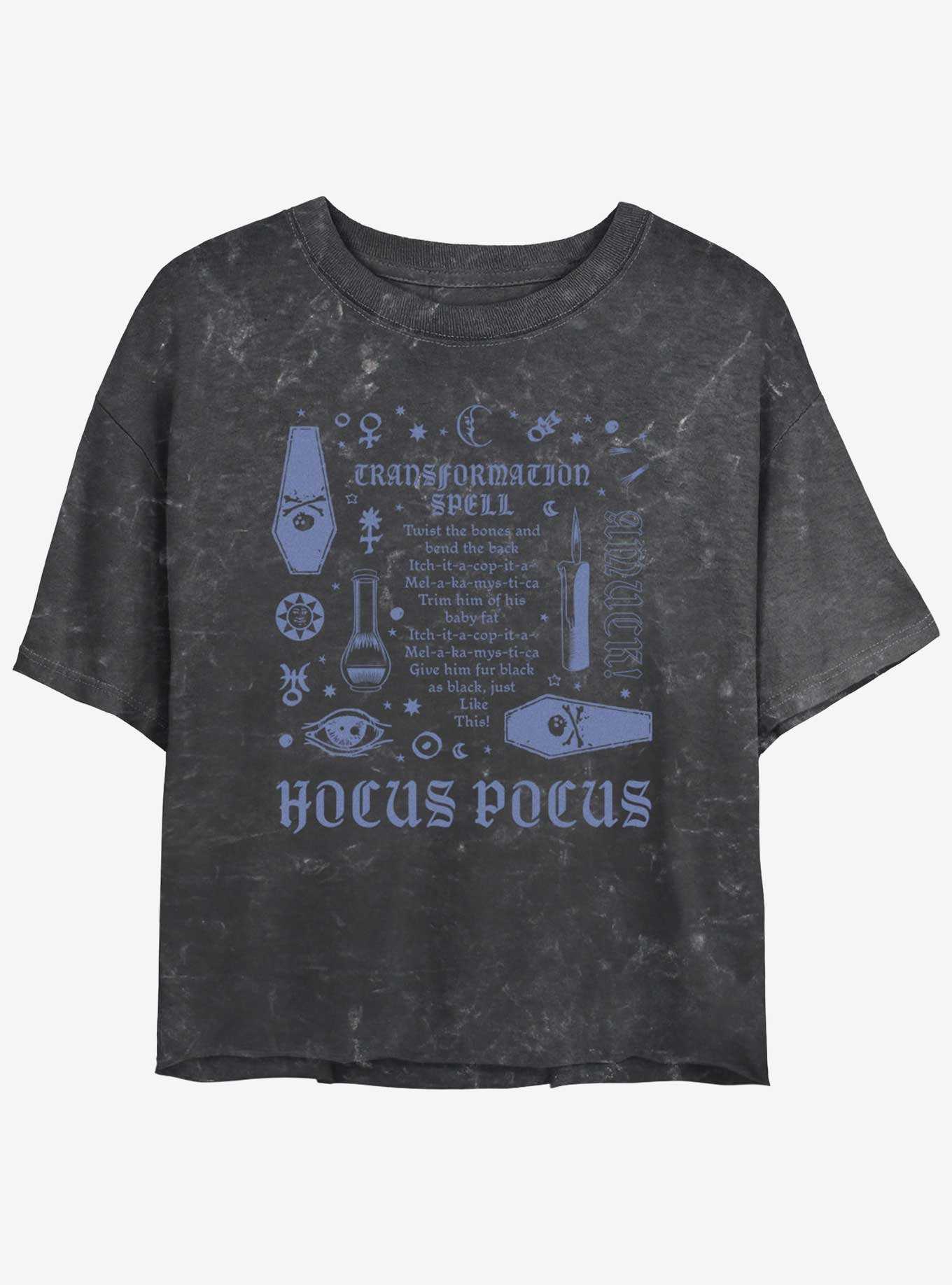 Disney Hocus Pocus Transformation Spell Lyrics Mineral Wash Girls Crop T-Shirt, , hi-res