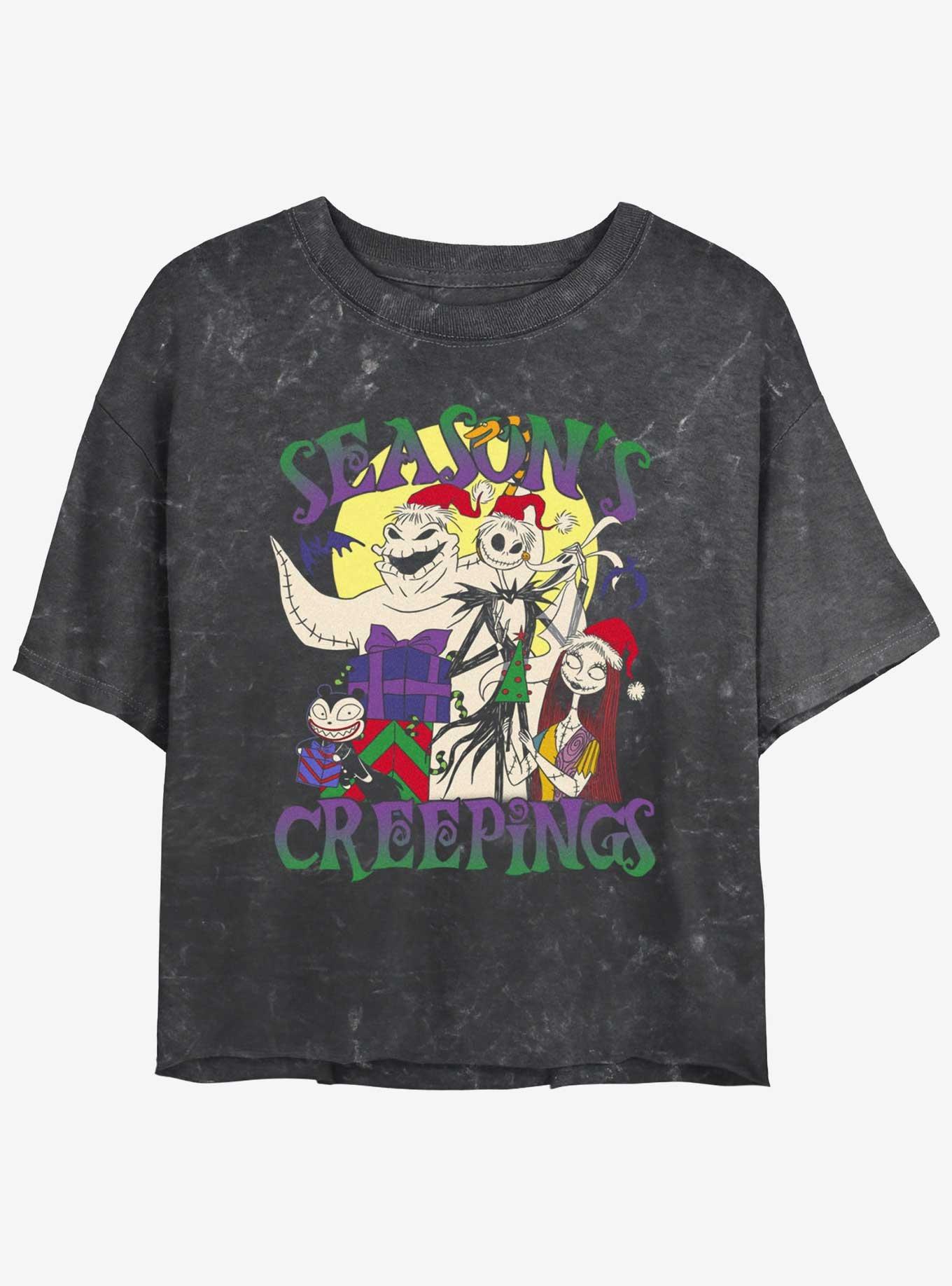 The Nightmare Before Christmas Season's Creepings Oogie, Jack & Sally Mineral Wash Girls Crop T-Shirt, , hi-res