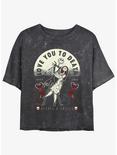 Disney The Nightmare Before Christmas Jack and Sally Love You To Death Mineral Wash Girls Crop T-Shirt, BLACK, hi-res