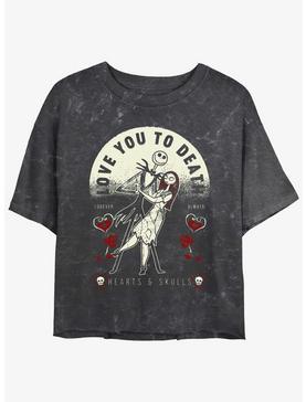 Disney The Nightmare Before Christmas Jack and Sally Love You To Death Mineral Wash Girls Crop T-Shirt, , hi-res
