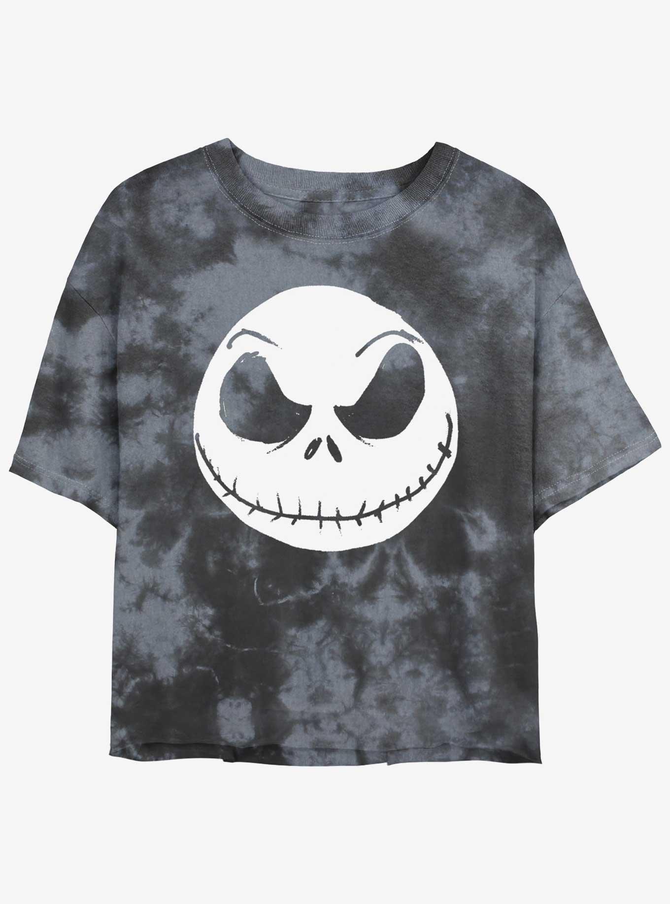 Disney The Nightmare Before Christmas Big Face Jack Tie-Dye Girls Crop T-Shirt