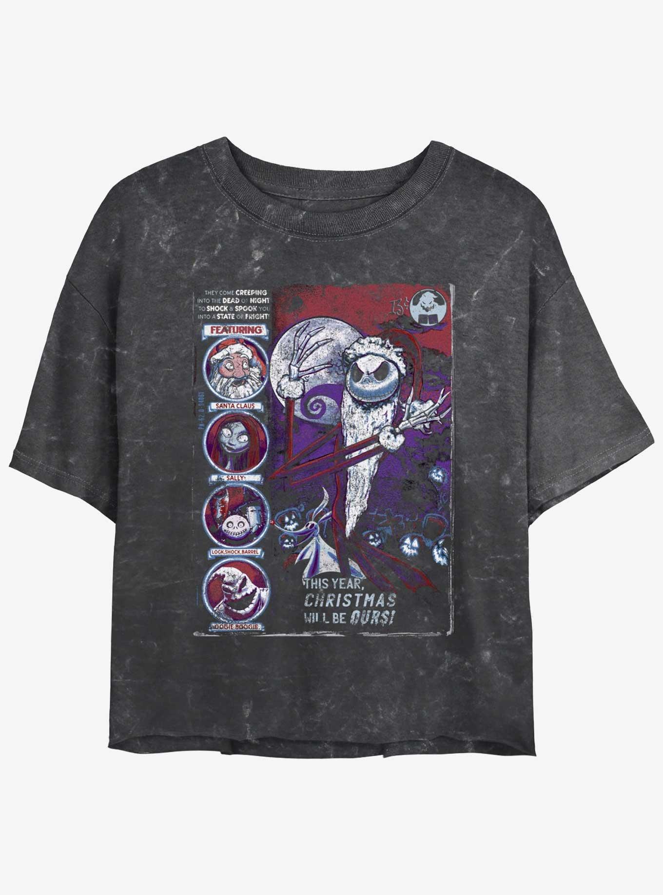 Disney The Nightmare Before Christmas First Nightmare Mineral Wash Girls Crop T-Shirt, BLACK, hi-res