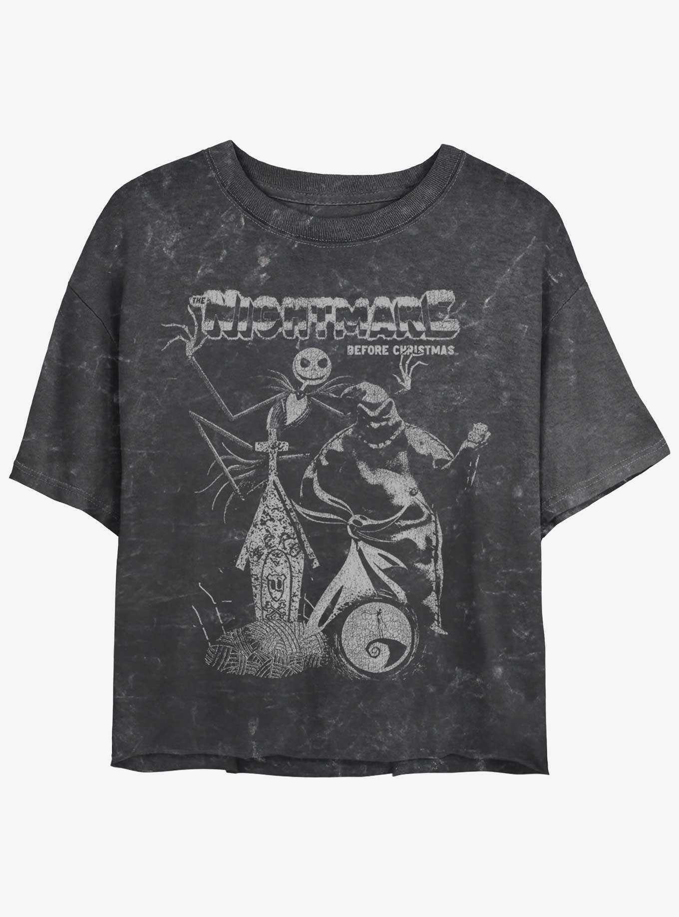 Disney The Nightmare Before Christmas Jack and Boogie Mineral Wash Girls Crop T-Shirt, , hi-res
