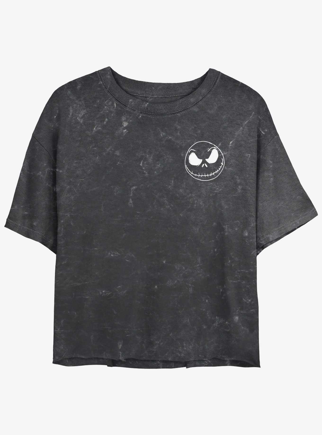 Disney The Nightmare Before Christmas Jack Skellington Pocket Mineral Wash Girls Crop T-Shirt, BLACK, hi-res