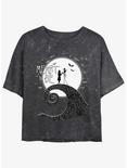 Disney The Nightmare Before Christmas Jack and Sally Meant To Be Mineral Wash Girls Crop T-Shirt, BLACK, hi-res