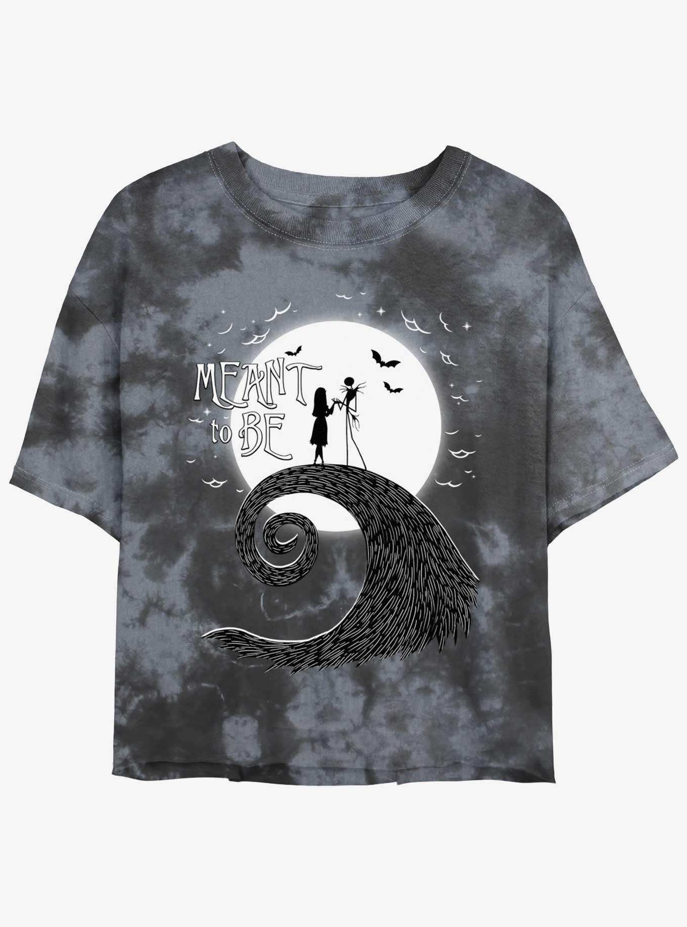 Disney The Nightmare Before Christmas Jack and Sally Meant To Be Tie-Dye Girls Crop T-Shirt, BLKCHAR, hi-res