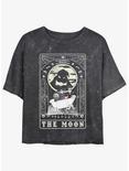 Disney The Nightmare Before Christmas The Moon Tarot Card Mineral Wash Girls Crop T-Shirt, BLACK, hi-res