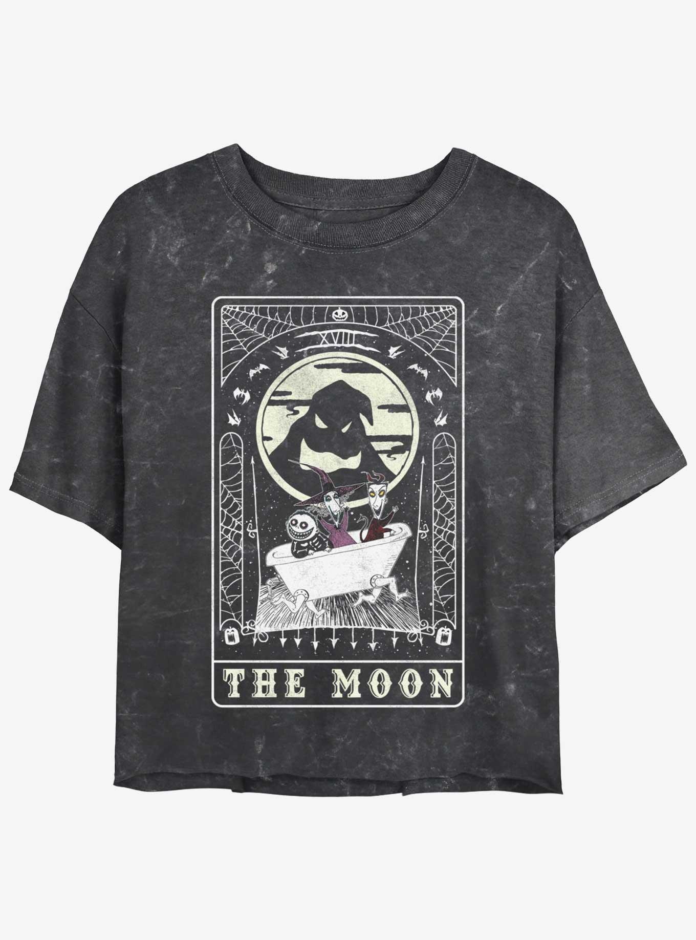 The Nightmare Before Christmas Oogie Boogie The Moon Tarot Card Mineral Wash Girls Crop T-Shirt, , hi-res