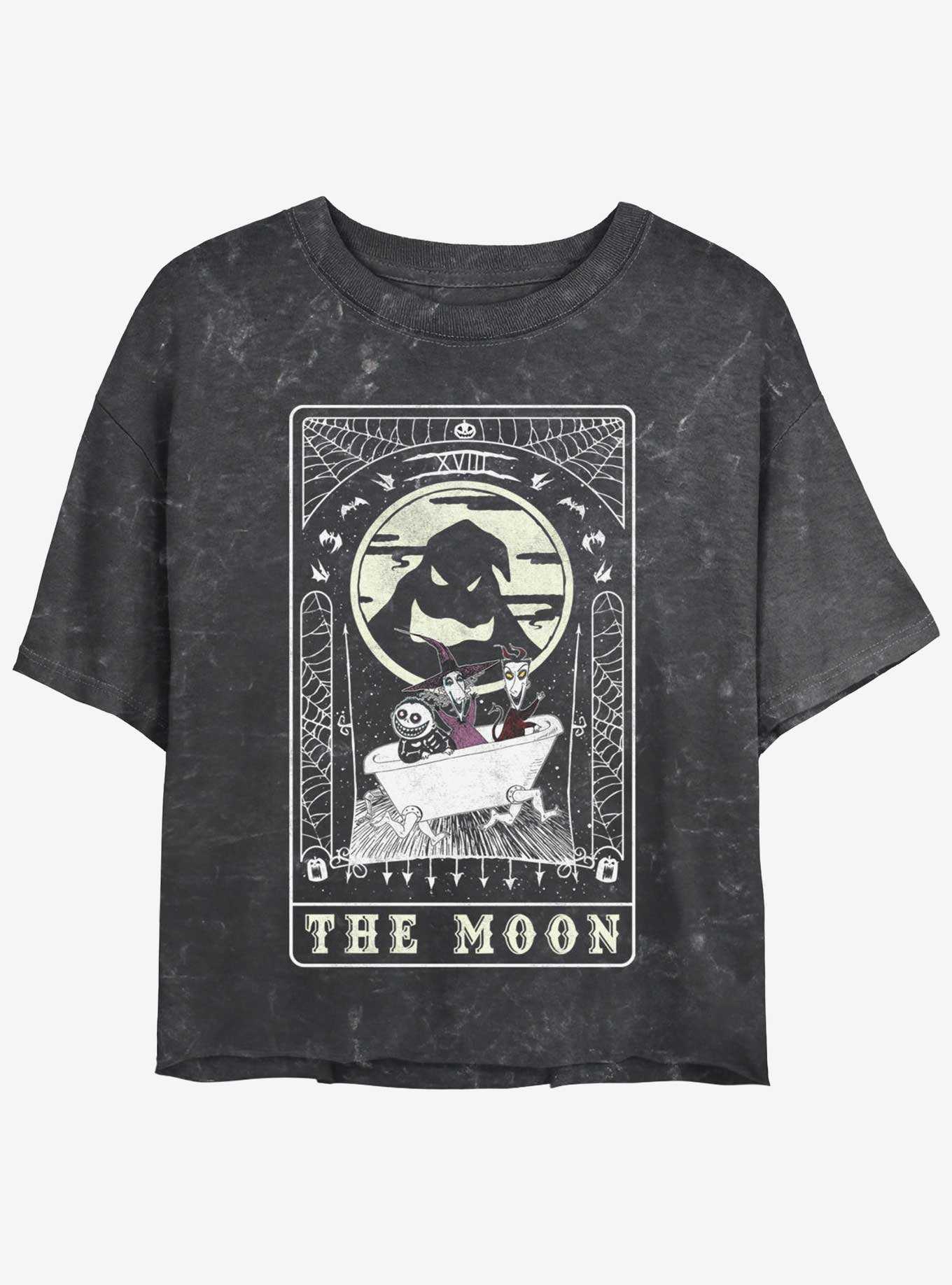 Disney The Nightmare Before Christmas The Moon Tarot Card Mineral Wash Girls Crop T-Shirt, , hi-res