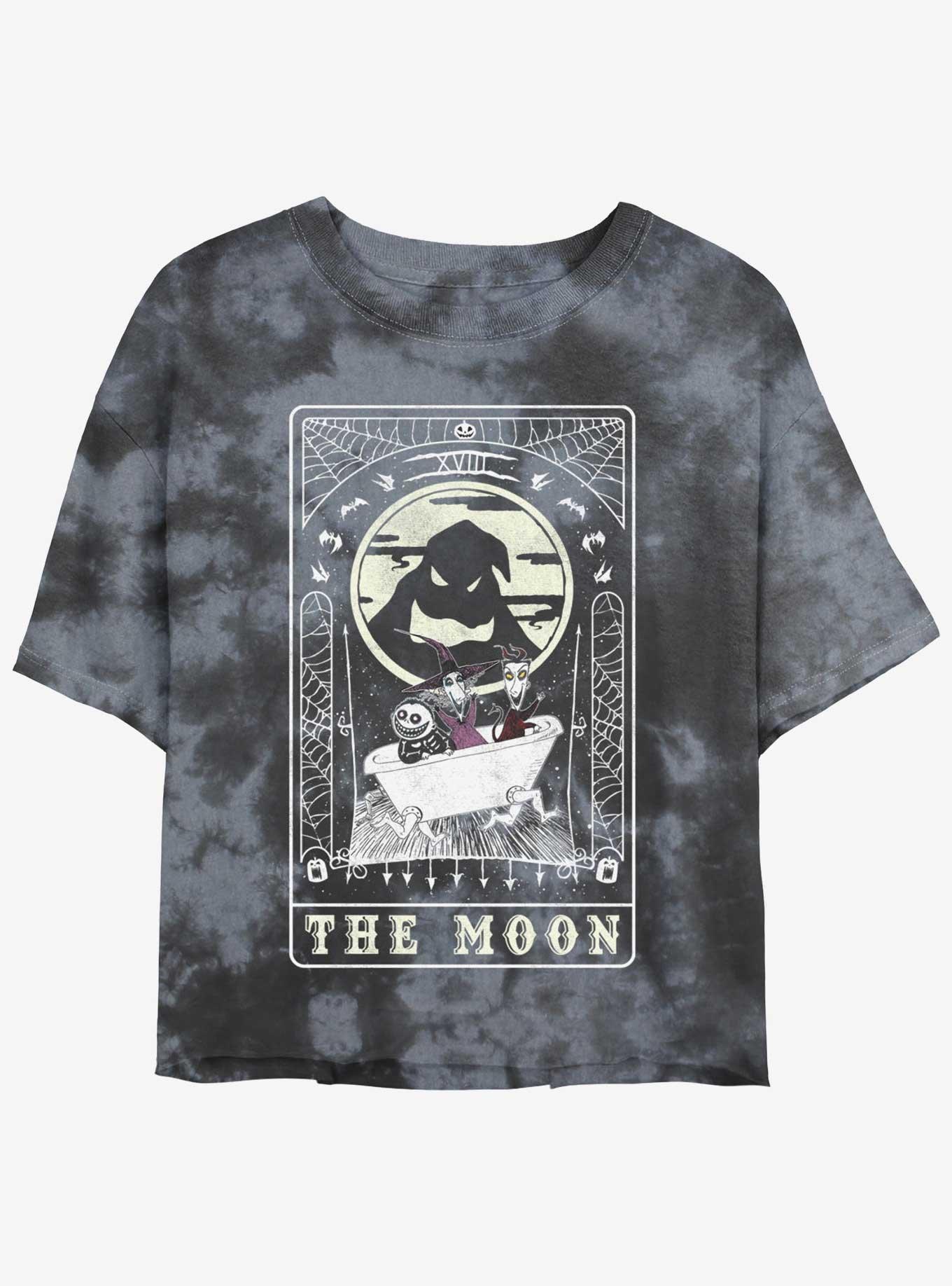 The Nightmare Before Christmas Oogie Boogie The Moon Tarot Card Tie-Dye Girls Crop T-Shirt, , hi-res