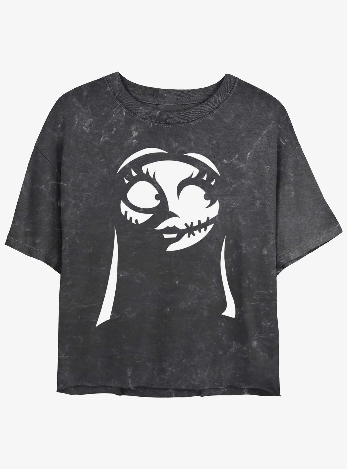 Disney The Nightmare Before Christmas Sally Mineral Wash Girls Crop T-Shirt, BLACK, hi-res