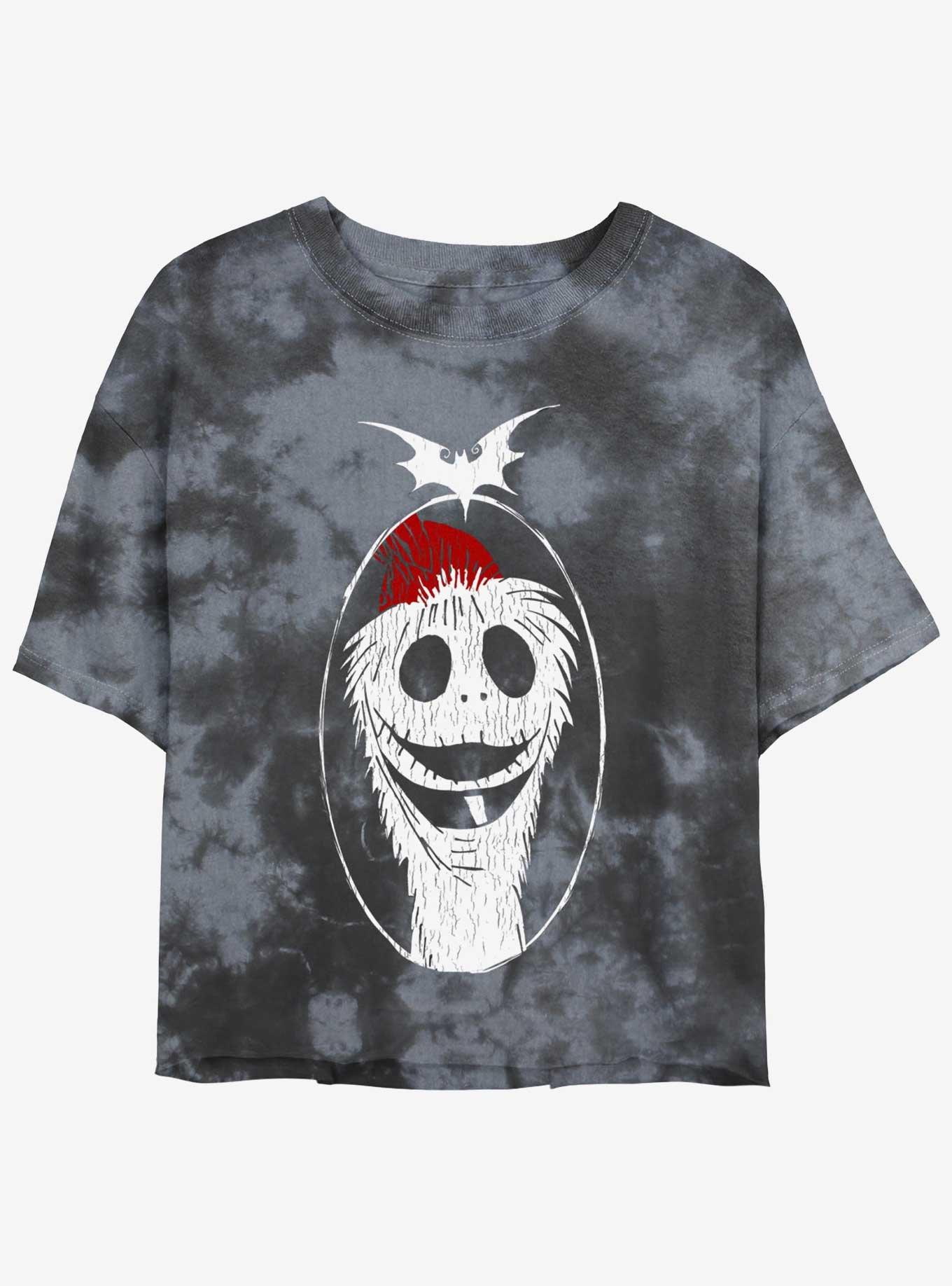 Disney The Nightmare Before Christmas Santa Jack Tie-Dye Girls Crop T-Shirt, BLKCHAR, hi-res