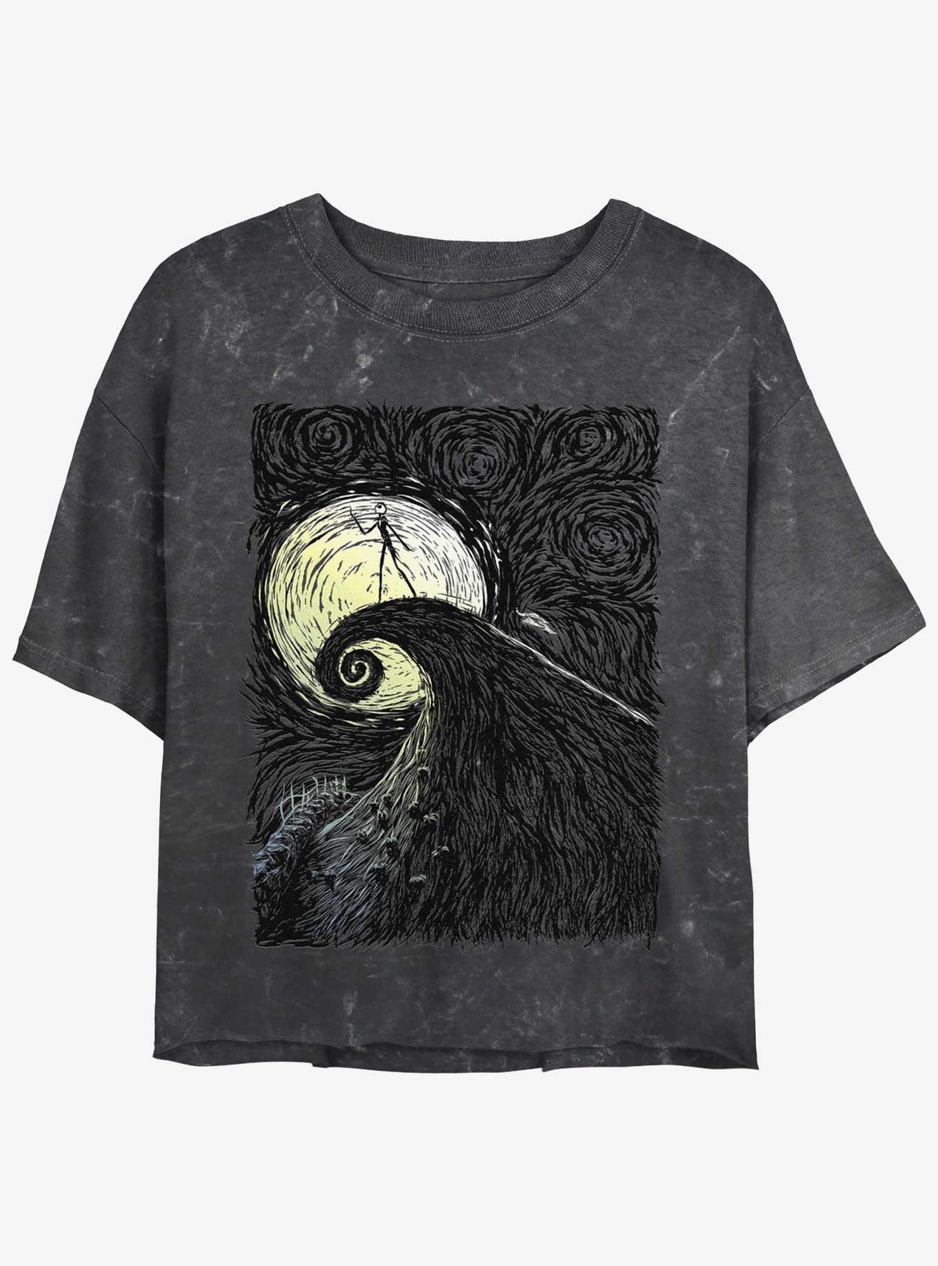 Disney The Nightmare Before Christmas Jack On Spiral Hill Mineral Wash Girls Crop T-Shirt, , hi-res