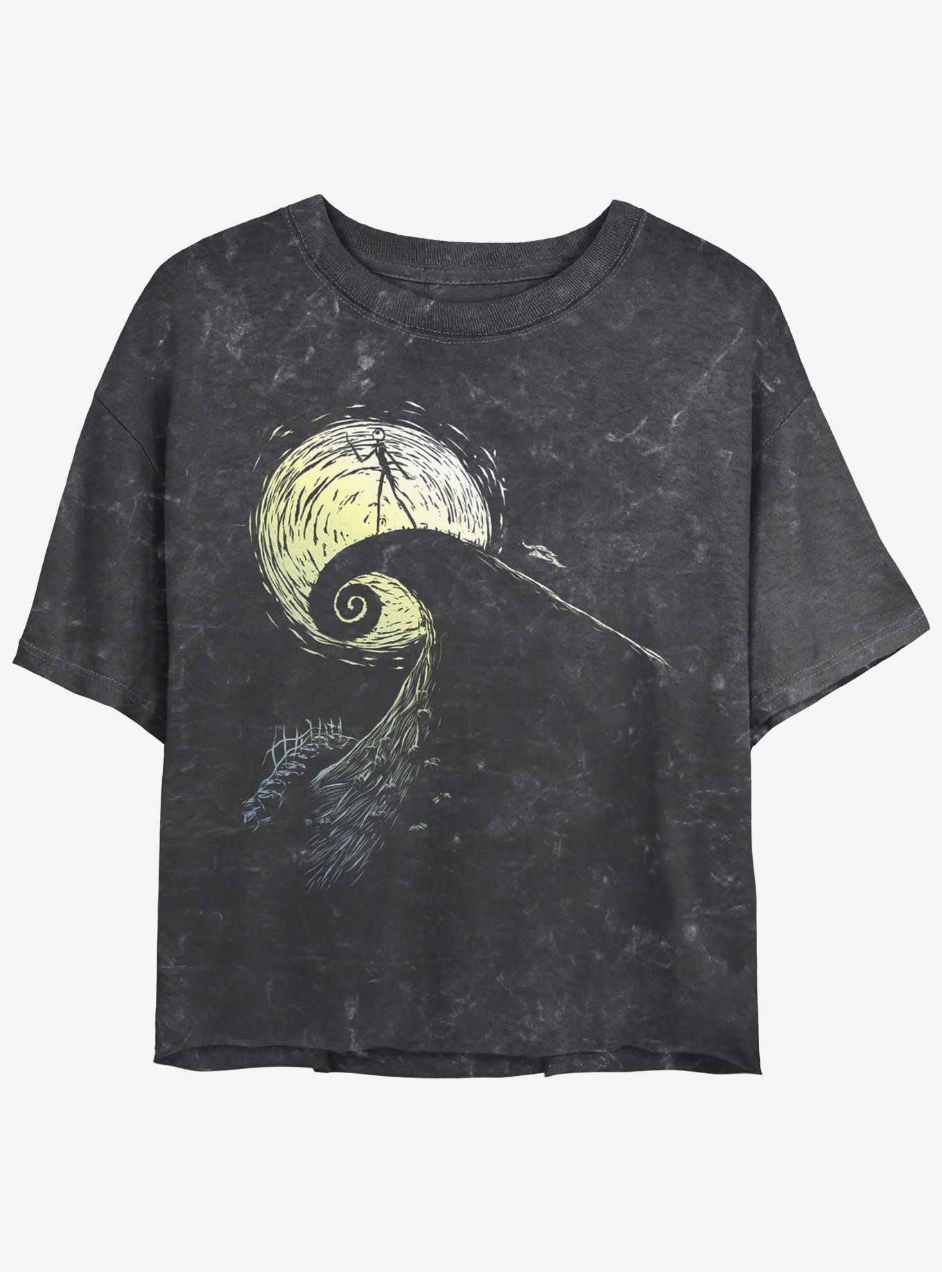 Disney The Nightmare Before Christmas Jack On Spiral Hill Mineral Wash Girls Crop T-Shirt