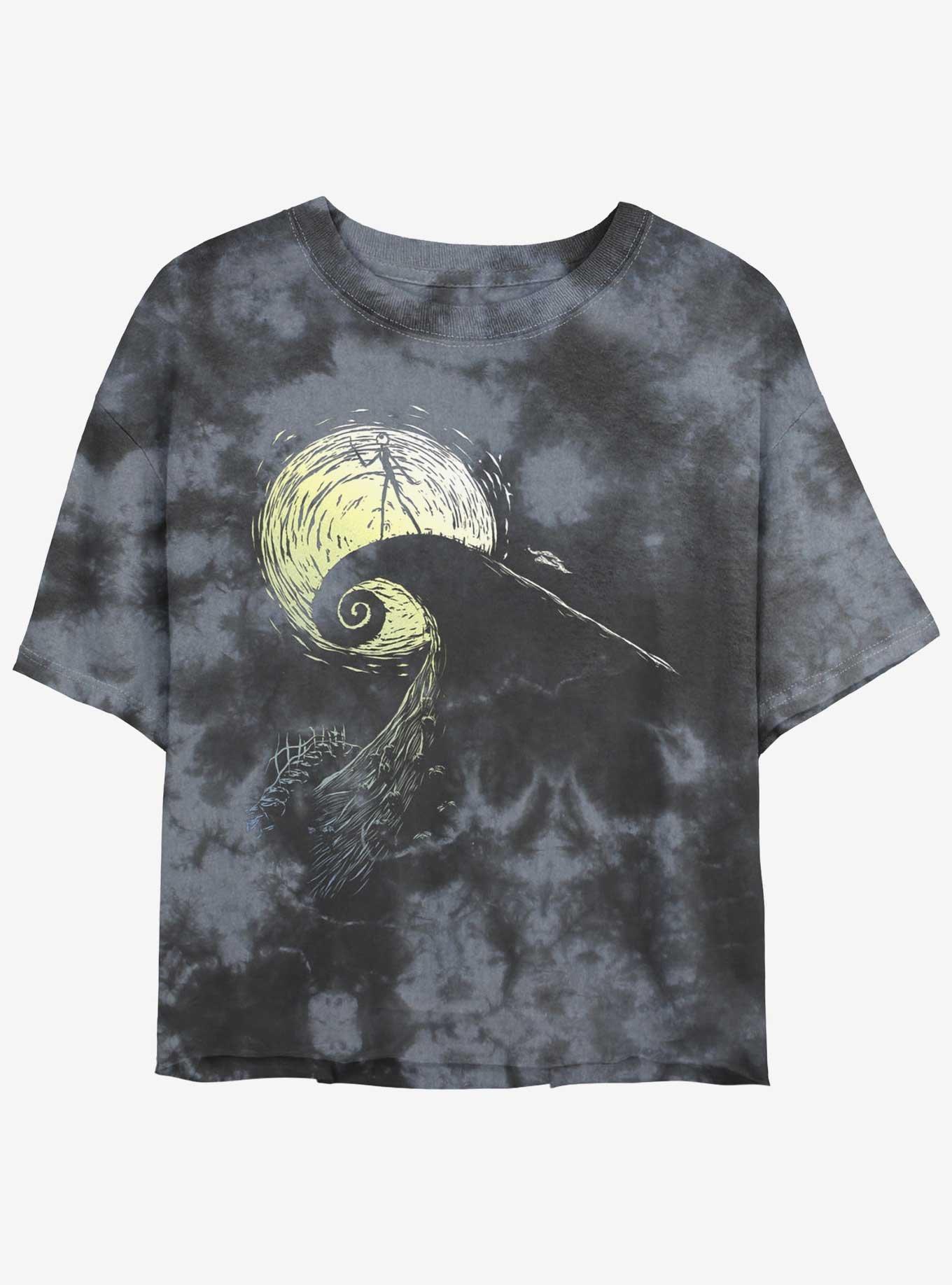 Disney The Nightmare Before Christmas Jack On Spiral Hill Tie-Dye Girls Crop T-Shirt, BLKCHAR, hi-res