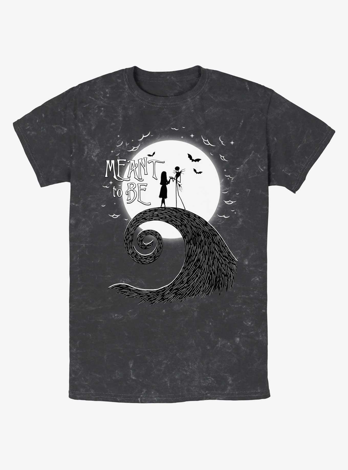 Disney The Nightmare Before Christmas Jack and Sally Meant To Be Mineral Wash T-Shirt, BLACK, hi-res