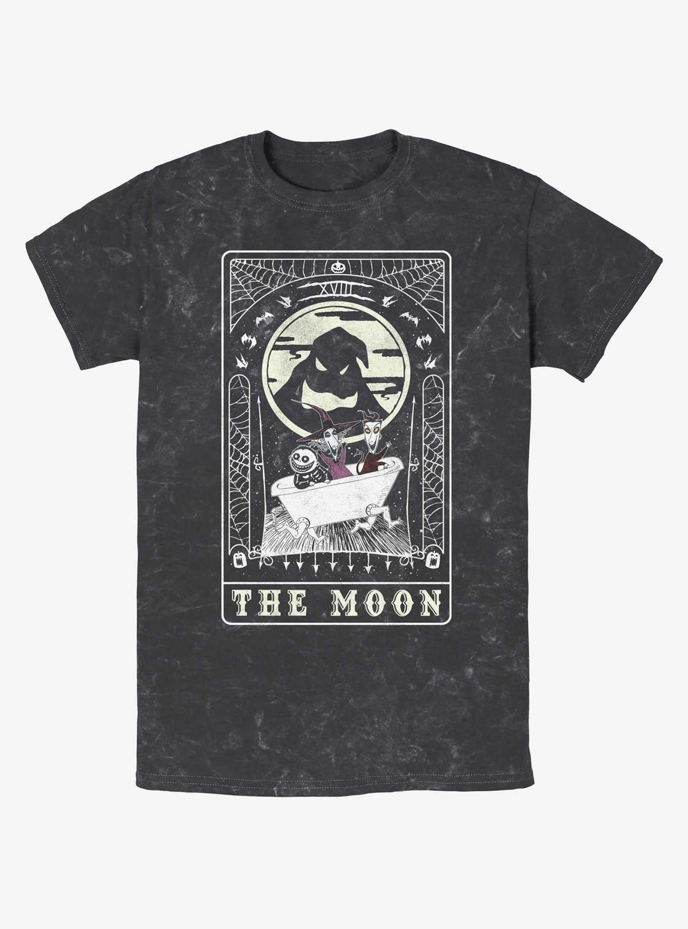 Disney The Nightmare Before Christmas The Moon Tarot Card Mineral Wash T-Shirt, BLACK, hi-res