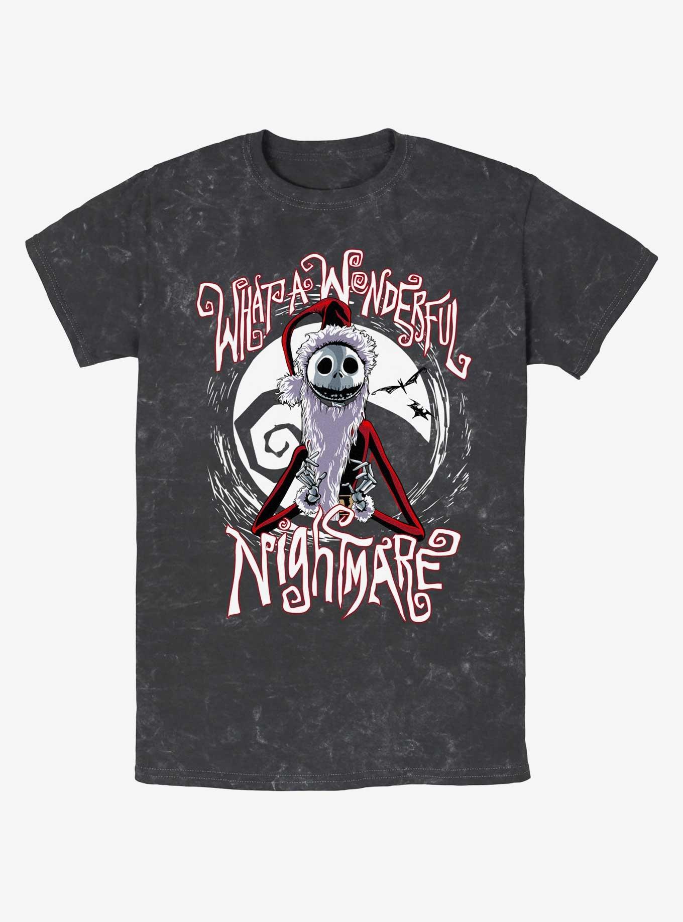 Disney The Nightmare Before Christmas Santa Jack Wonderful Nightmare Mineral Wash T-Shirt, BLACK, hi-res