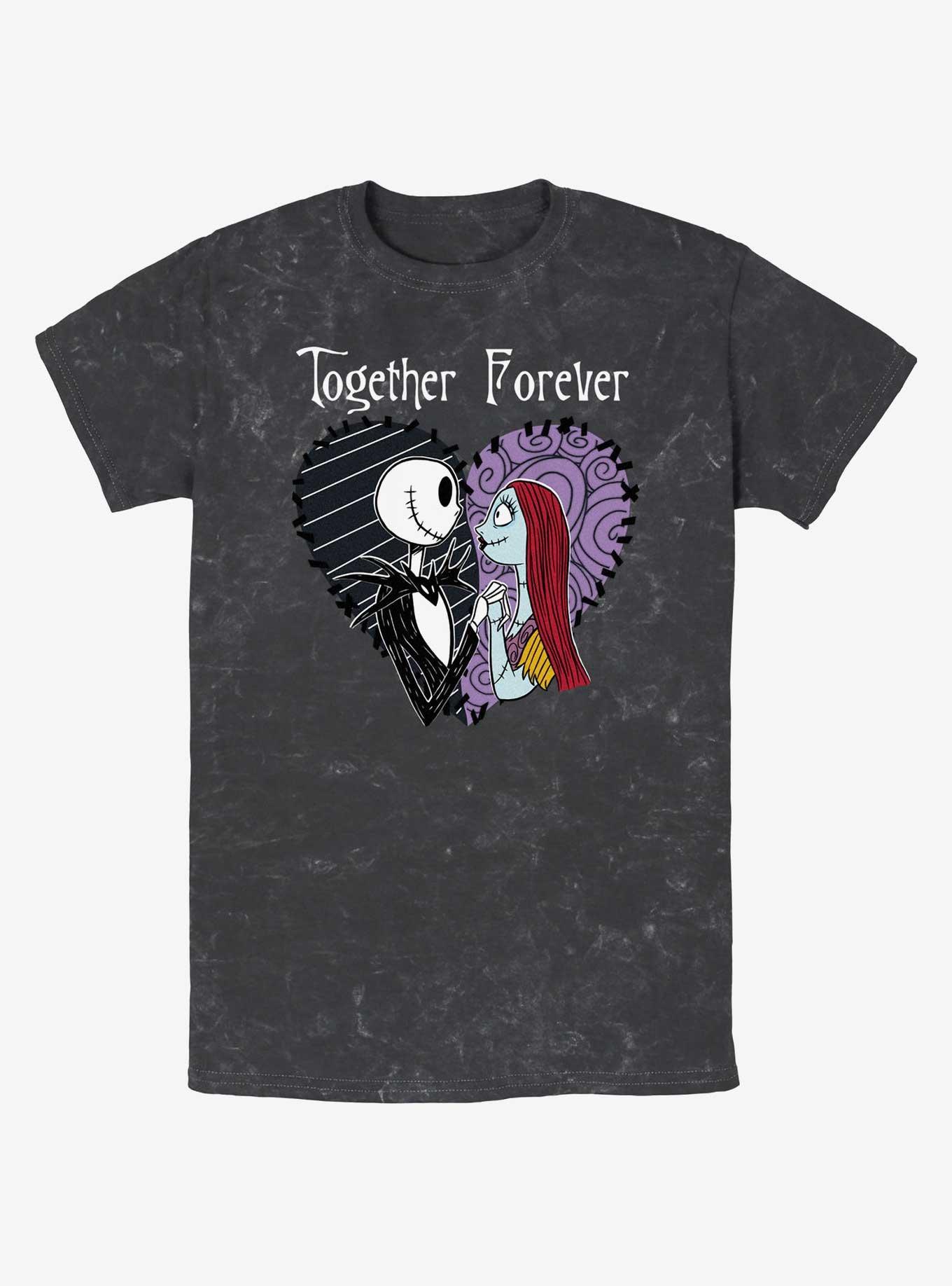 Disney The Nightmare Before Christmas Jack and Sally Together Forever Mineral Wash T-Shirt, BLACK, hi-res