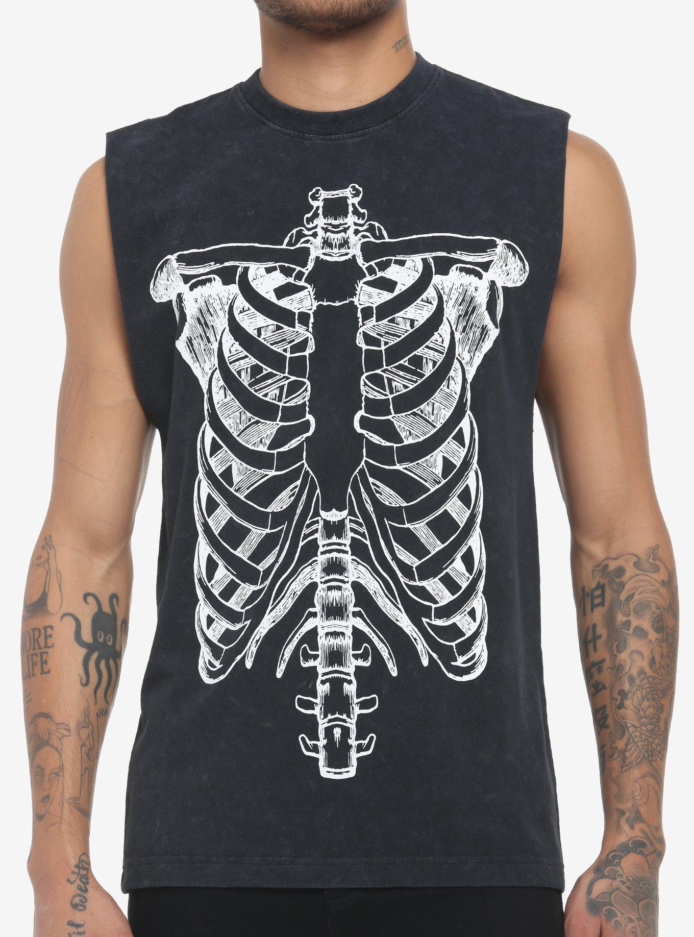Rib Cage Muscle Tank Top, BLACK, hi-res
