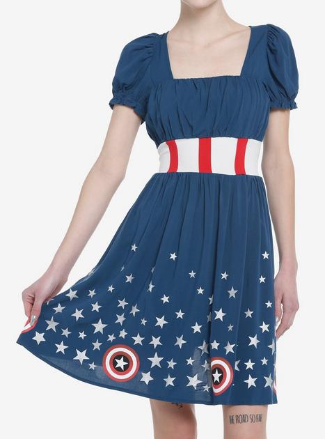 Her Universe Marvel Captain America Shield Retro Dress | Hot Topic