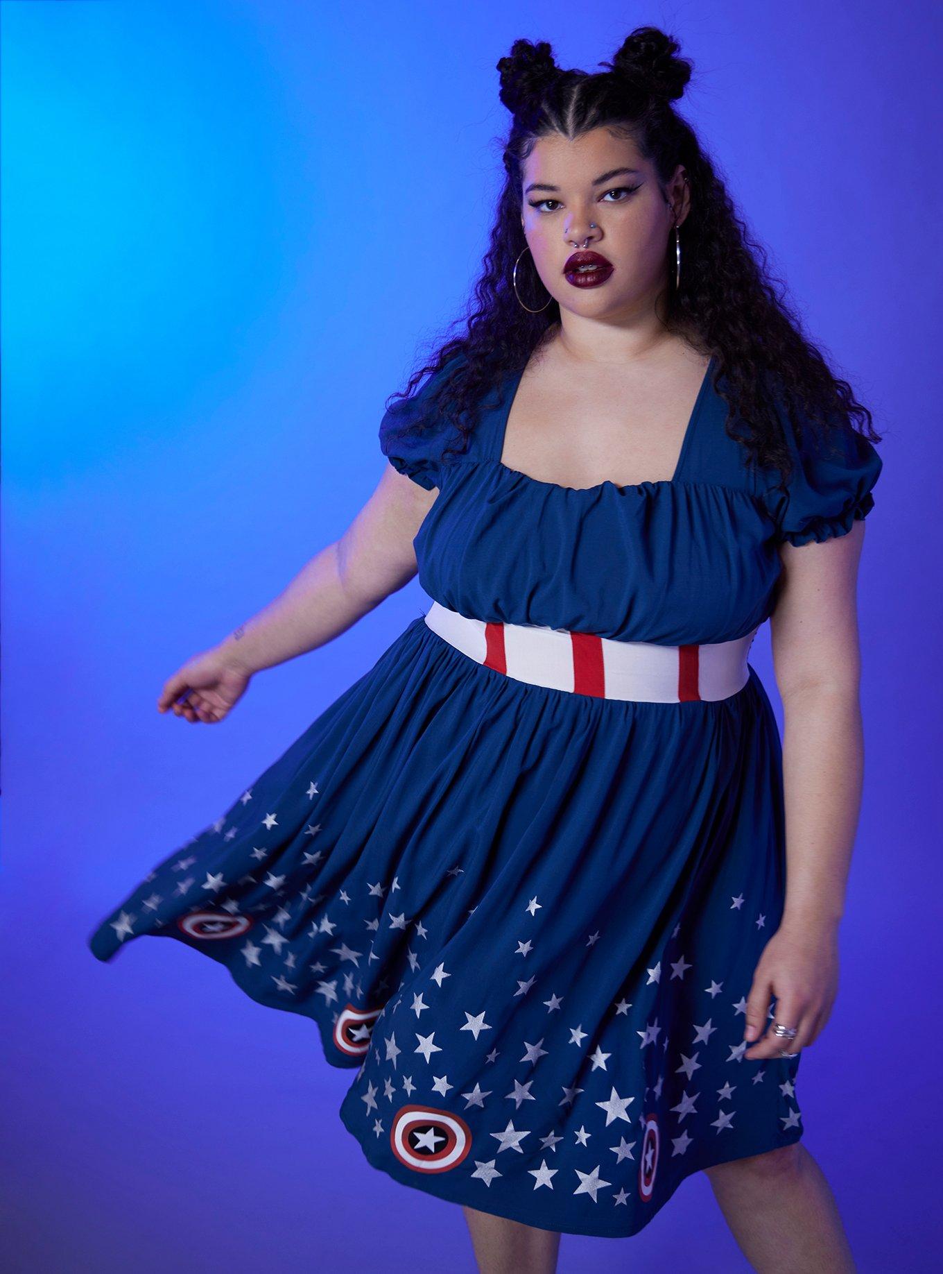 Her Universe Marvel Captain America Shield Retro Dress Plus Size