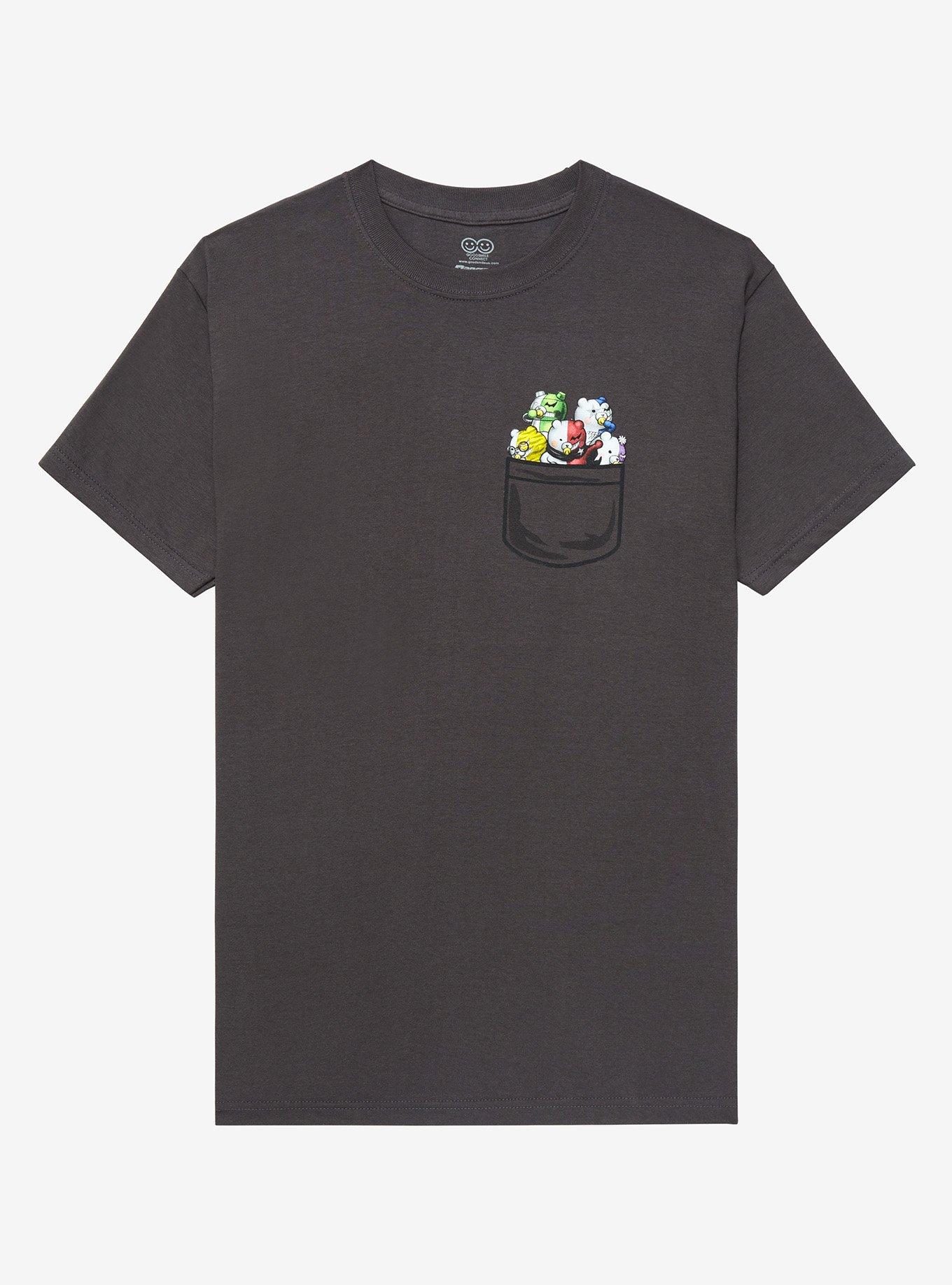 Danganronpa Monokuma Kubs Faux Pocket T-Shirt, GREY, hi-res