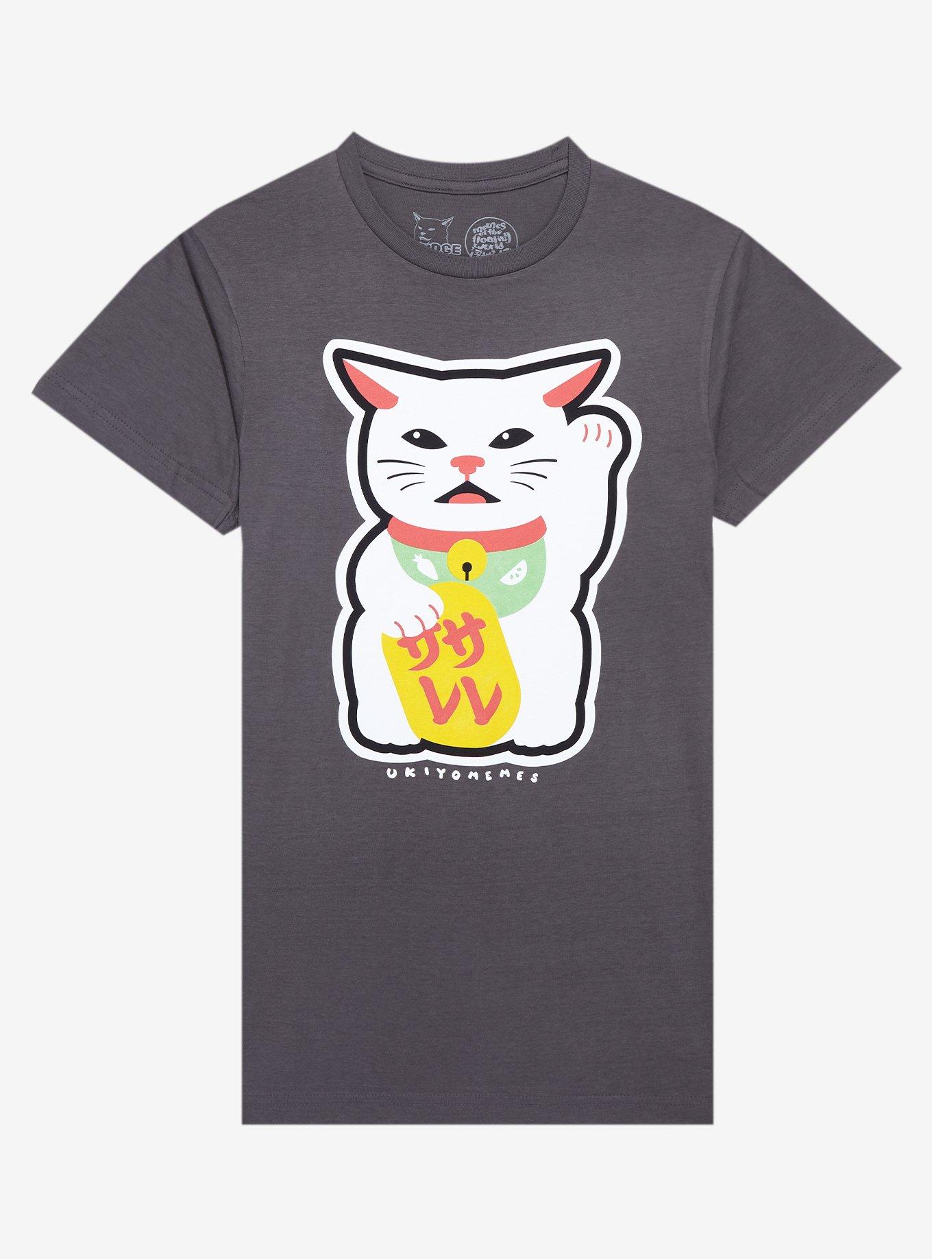 Smudge Lord Cat Lucky Cat Meme T-Shirt, GREY, hi-res