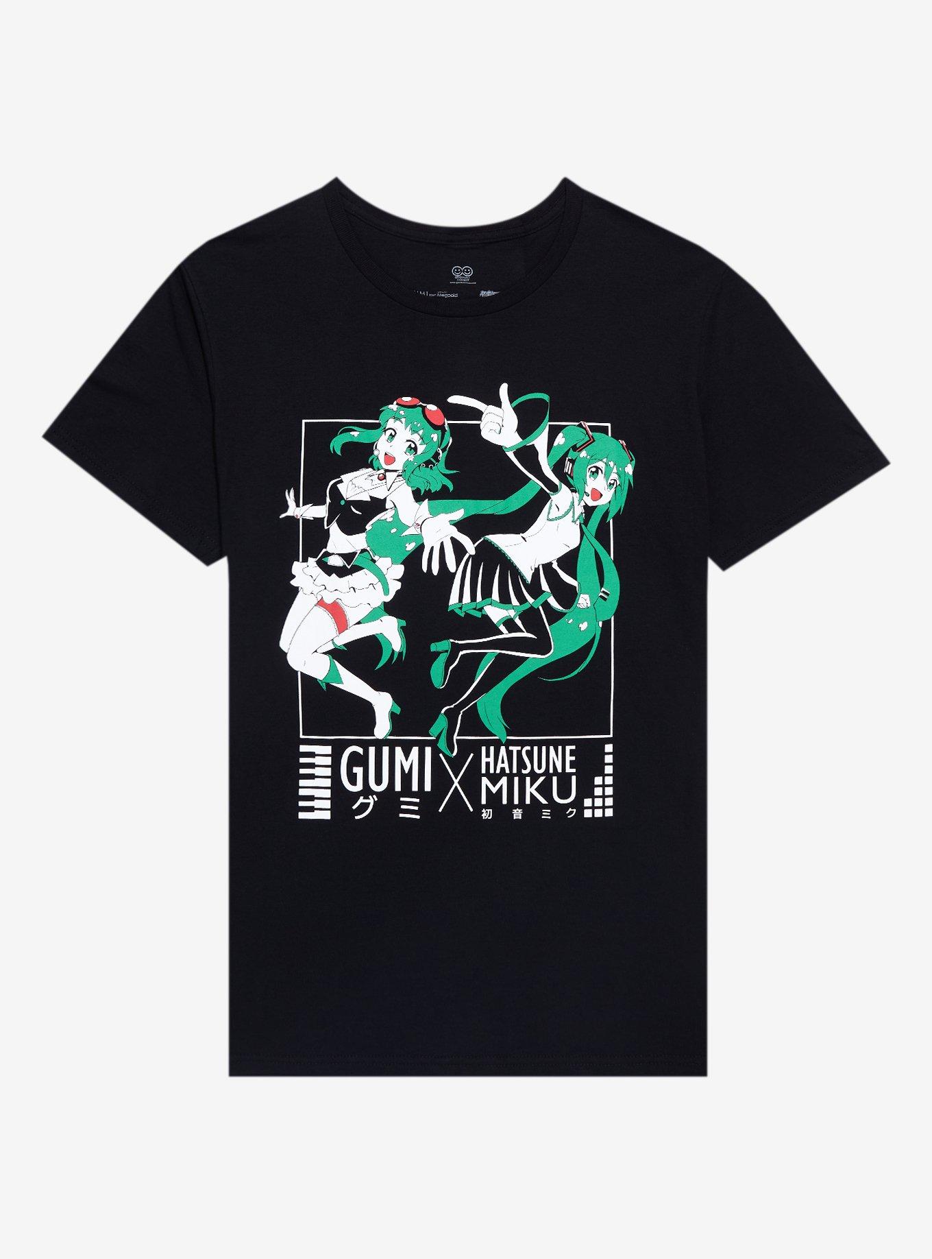 Hatsune Miku X GUMI Grid T-Shirt By Larein, BLACK, hi-res