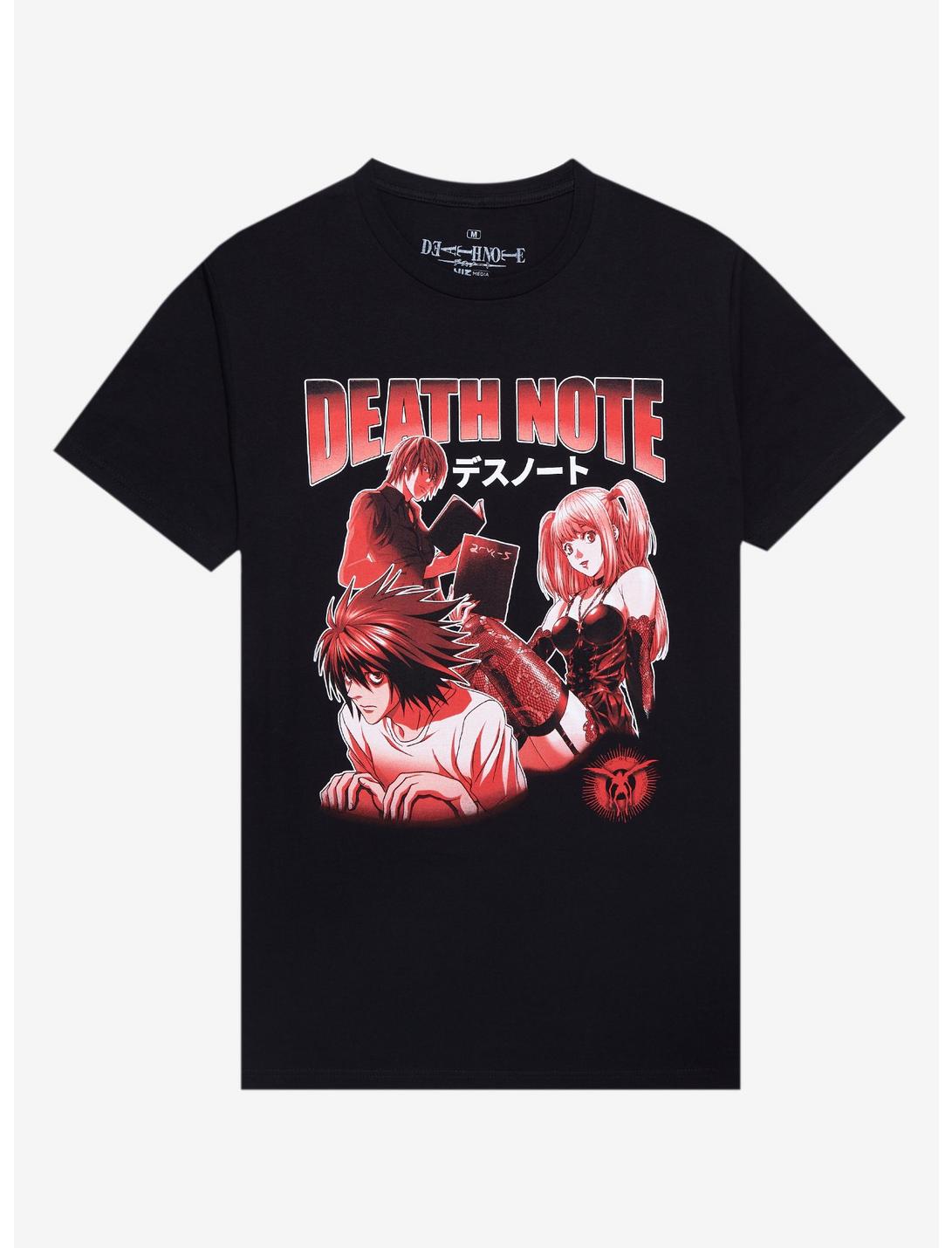 Death Note Trio Red Tonal Collage T-Shirt, BLACK, hi-res