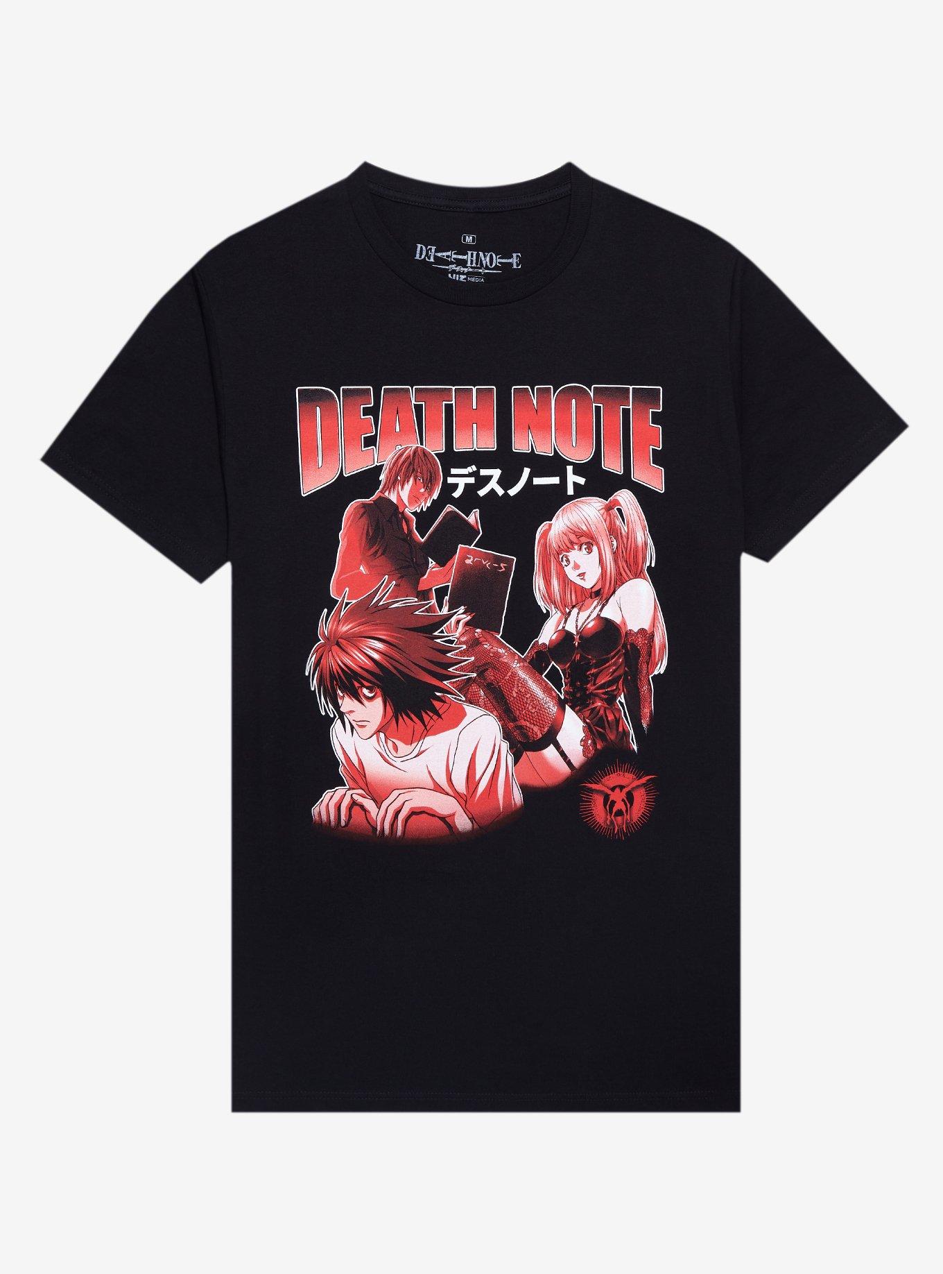 Death Note Trio Red Tonal Collage T-Shirt, BLACK, hi-res