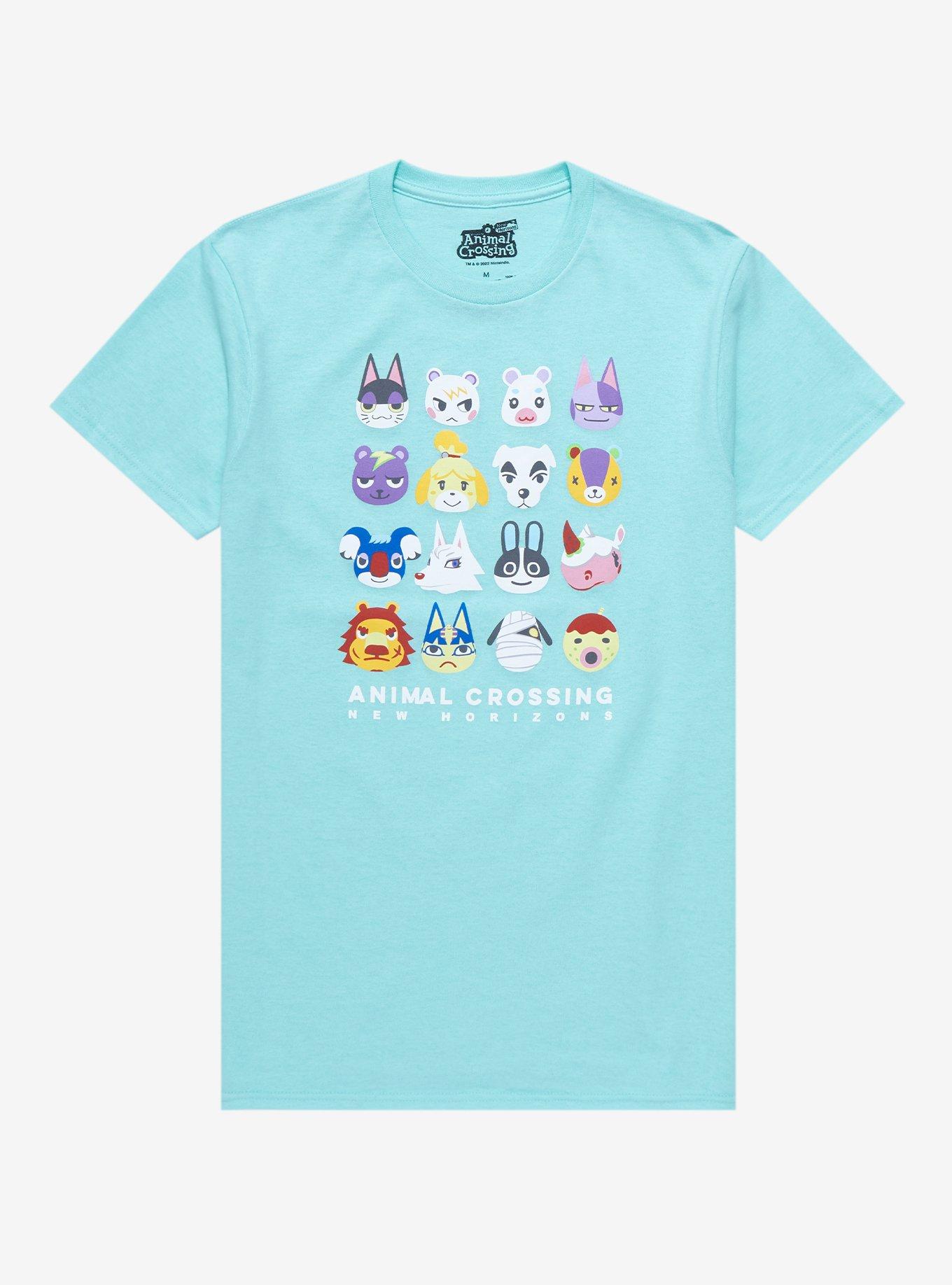 Animal Crossing: New Horizons Teal Villager Grid Boyfriend Fit Girls T-Shirt