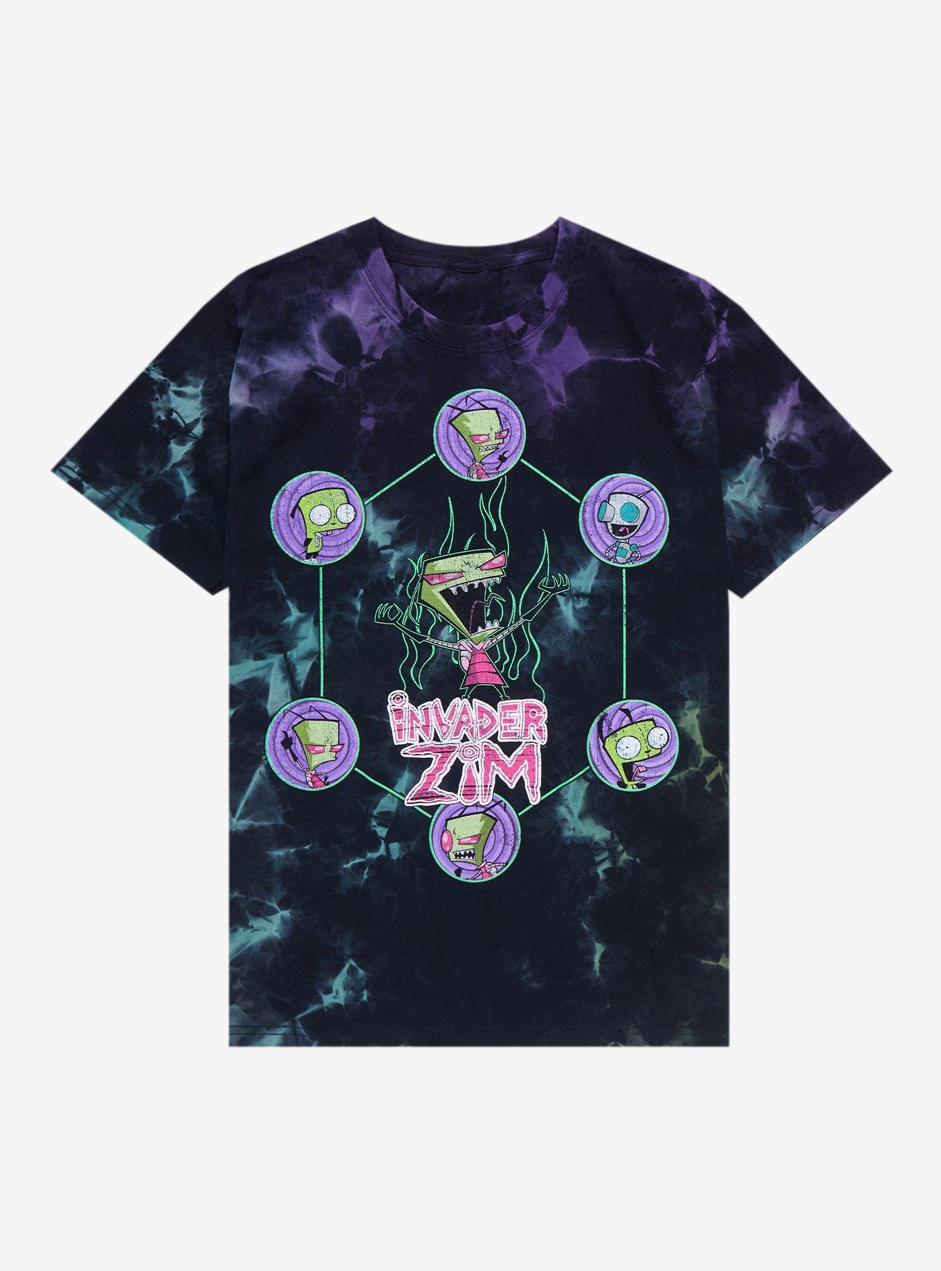Invader Zim GIR Evil Flame Dark Tie-Dye Boyfriend Fit Girls T-Shirt, MULTI, hi-res