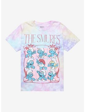 The Smurfs Character Grid Tie-Dye Boyfriend Fit Girls T-Shirt, , hi-res