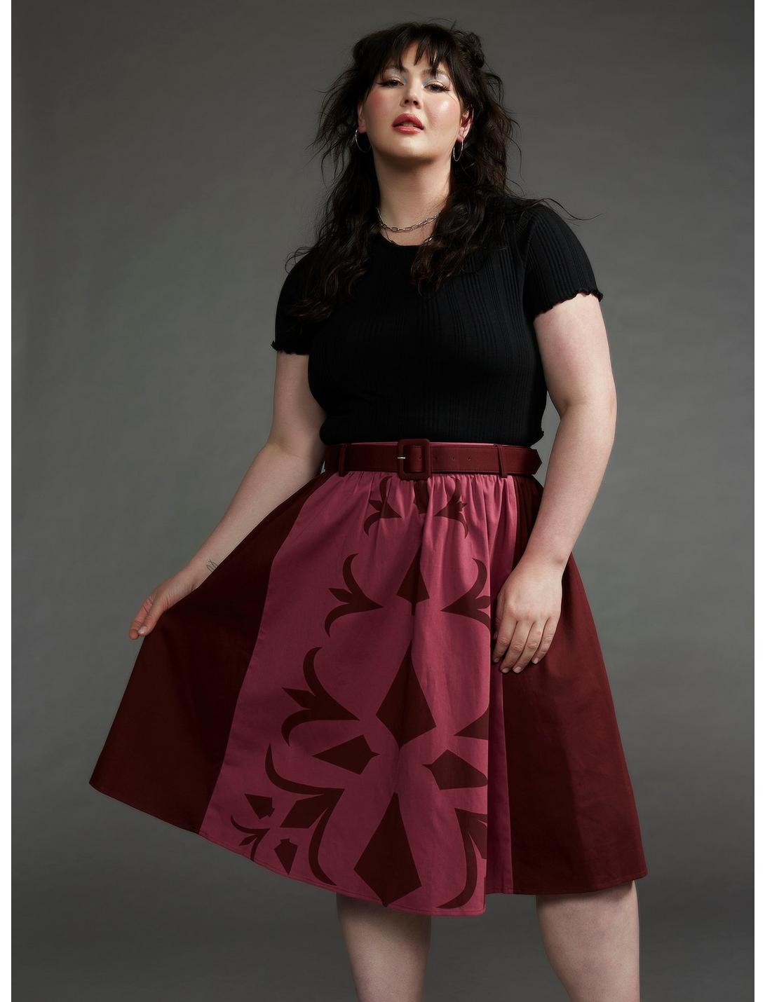Her Universe Star Wars Ahsoka Retro Skirt Plus Size Her Universe Exclusive, BURGUNDY, hi-res