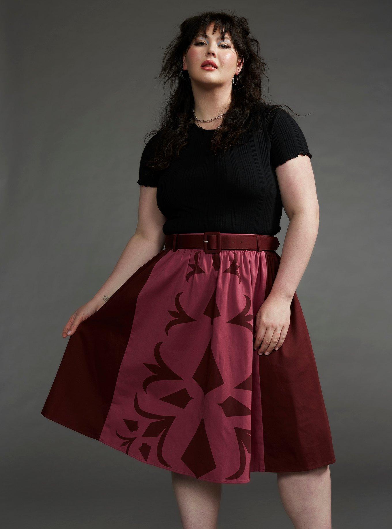 Her Universe Star Wars Ahsoka Retro Skirt Plus Size Her Universe Exclusive, BURGUNDY, hi-res