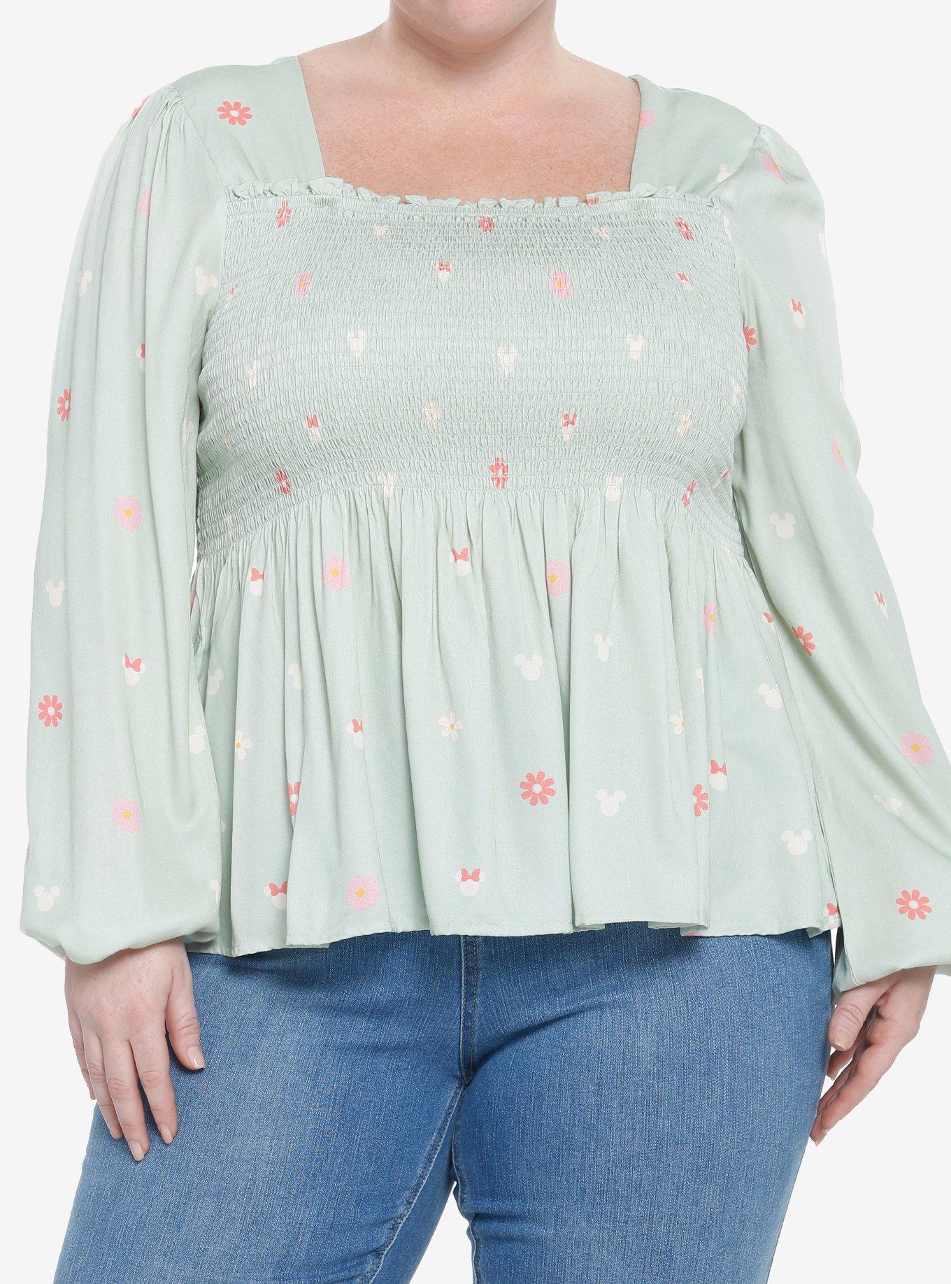 Her Universe Disney Mickey Mouse & Minnie Mouse Smock Long-Sleeve Top Plus Size, MULTI, hi-res