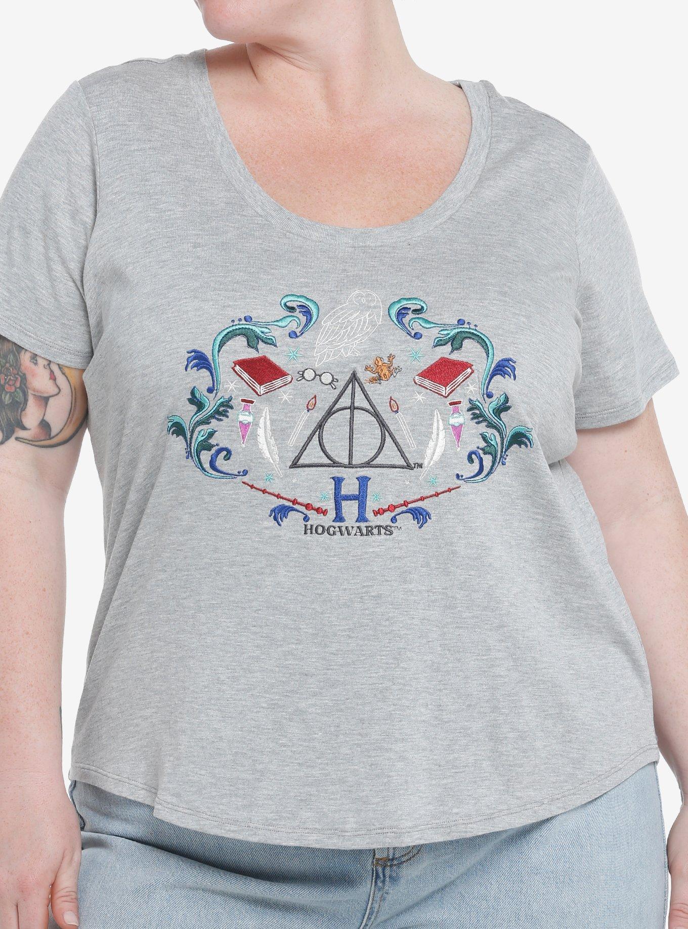 Her Universe Harry Potter The Deathly Hallows Scoop Neck Top Plus Size, HEATHER GREY, hi-res