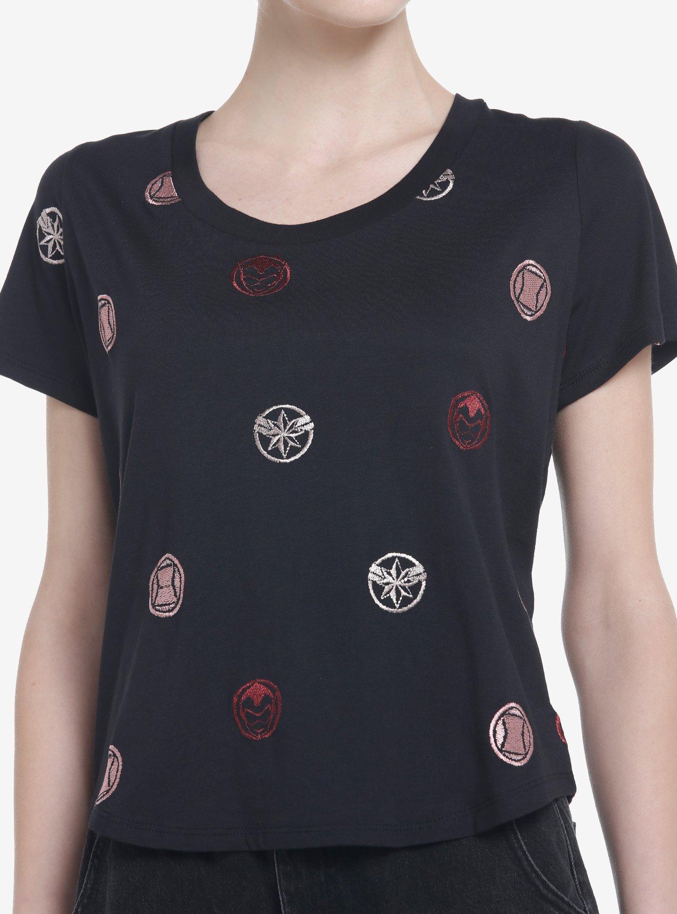 Her Universe Marvel Avengers Icons Scoop Neck T-Shirt, BLACK, hi-res